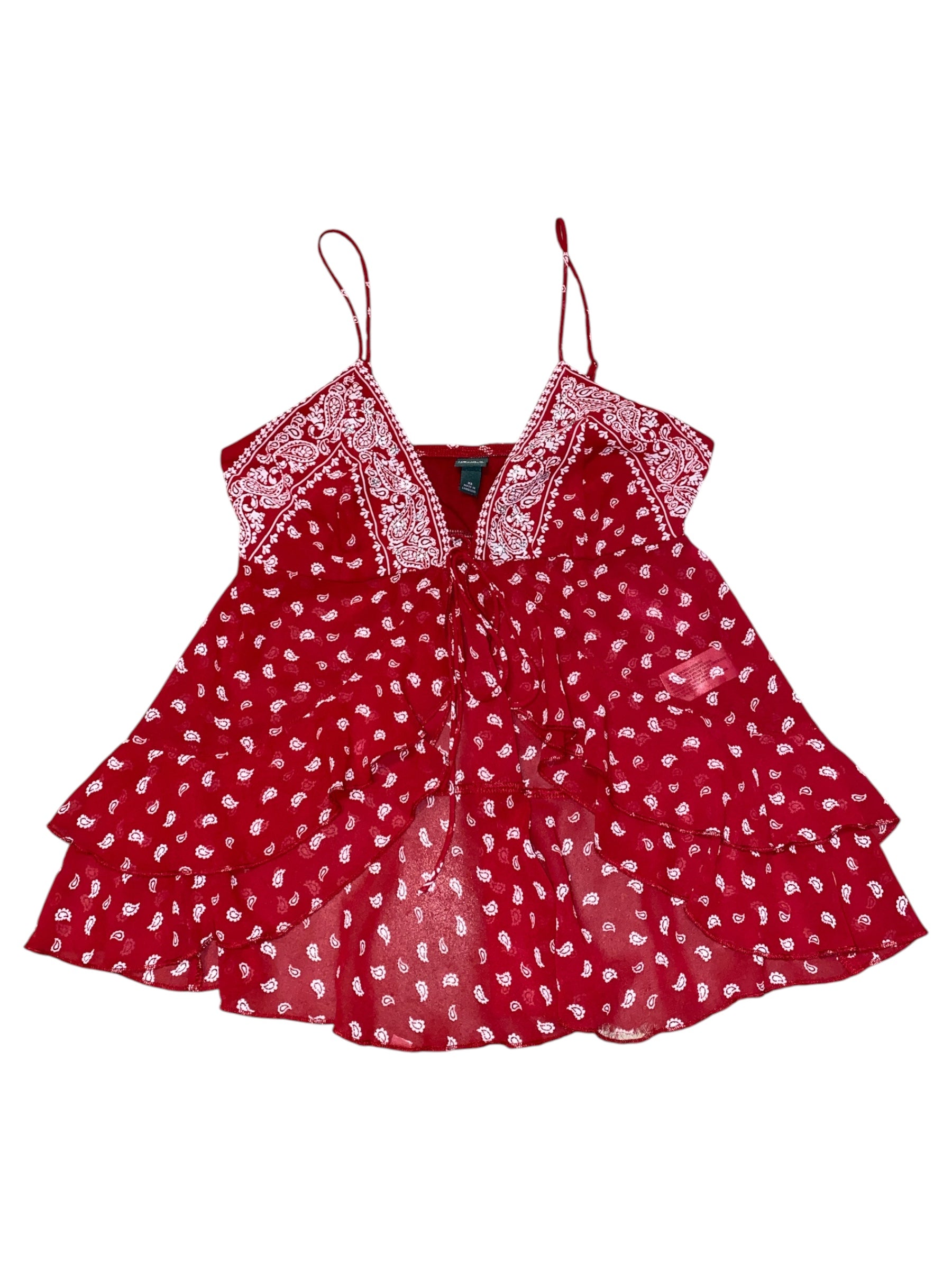 red wild fable bandana print cutie tie tank, xs