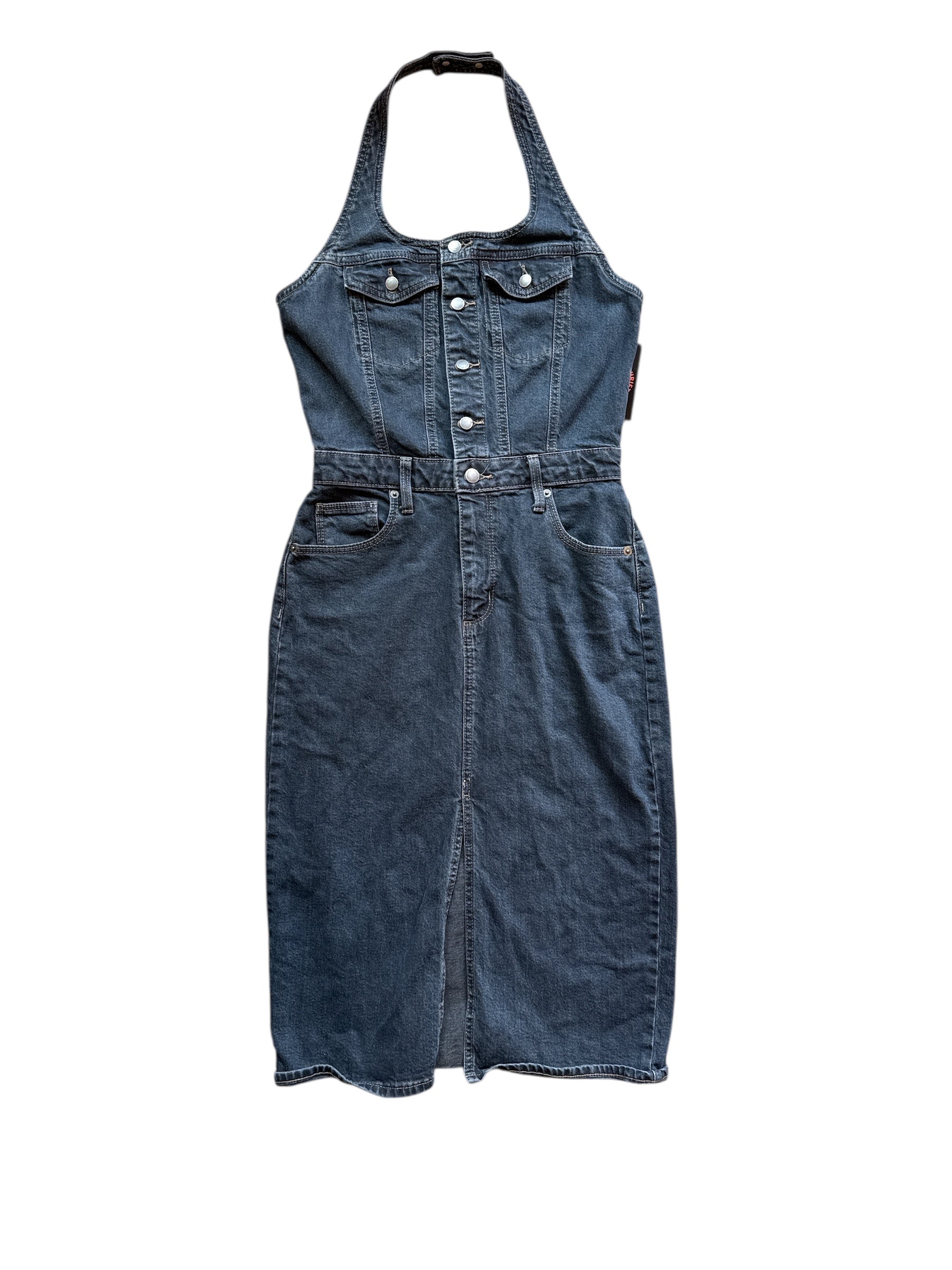 dark blue universal thread Denim halter jumsuit, 4