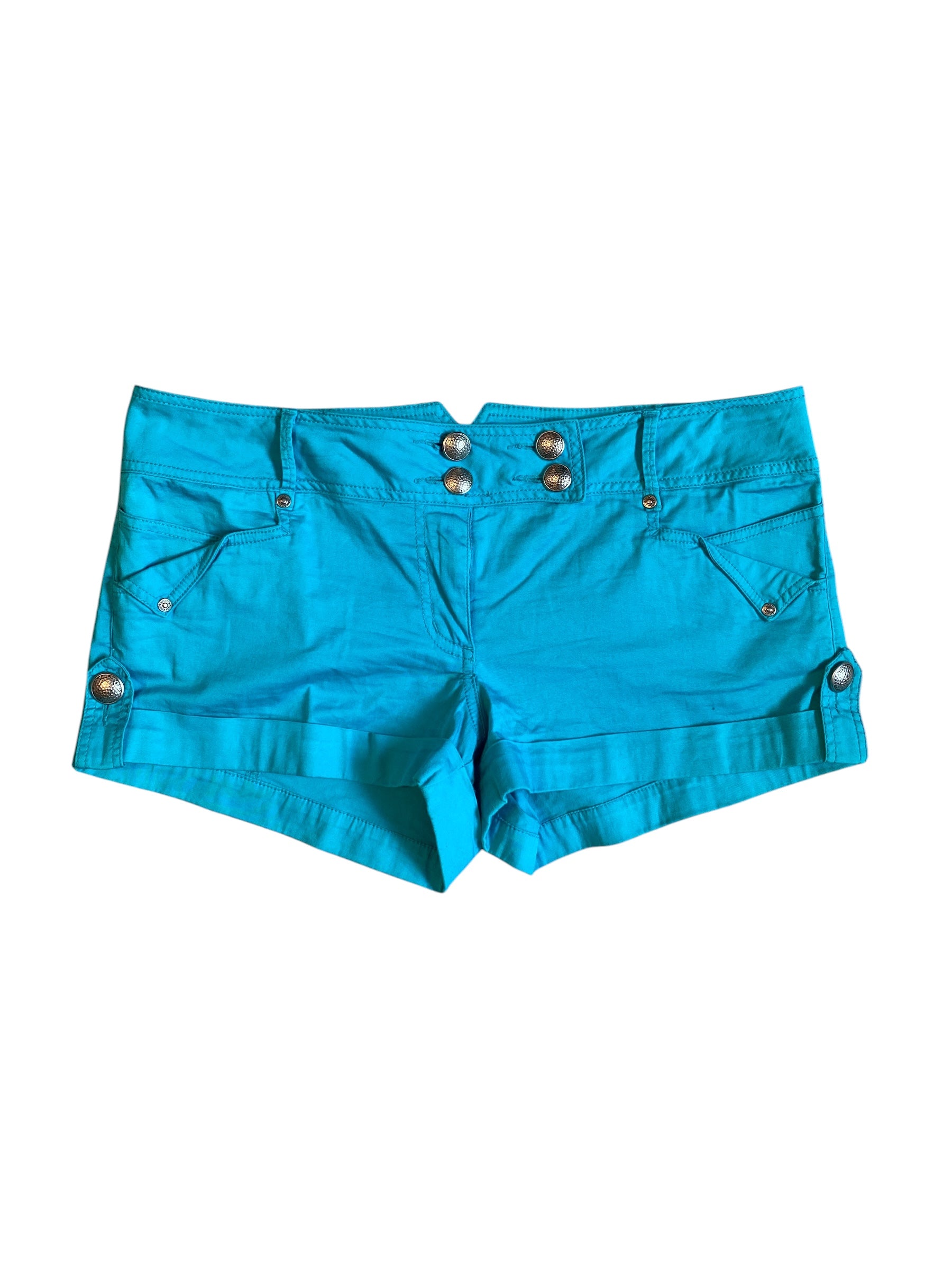 teal xoxo lil shorts w buttons, 13
