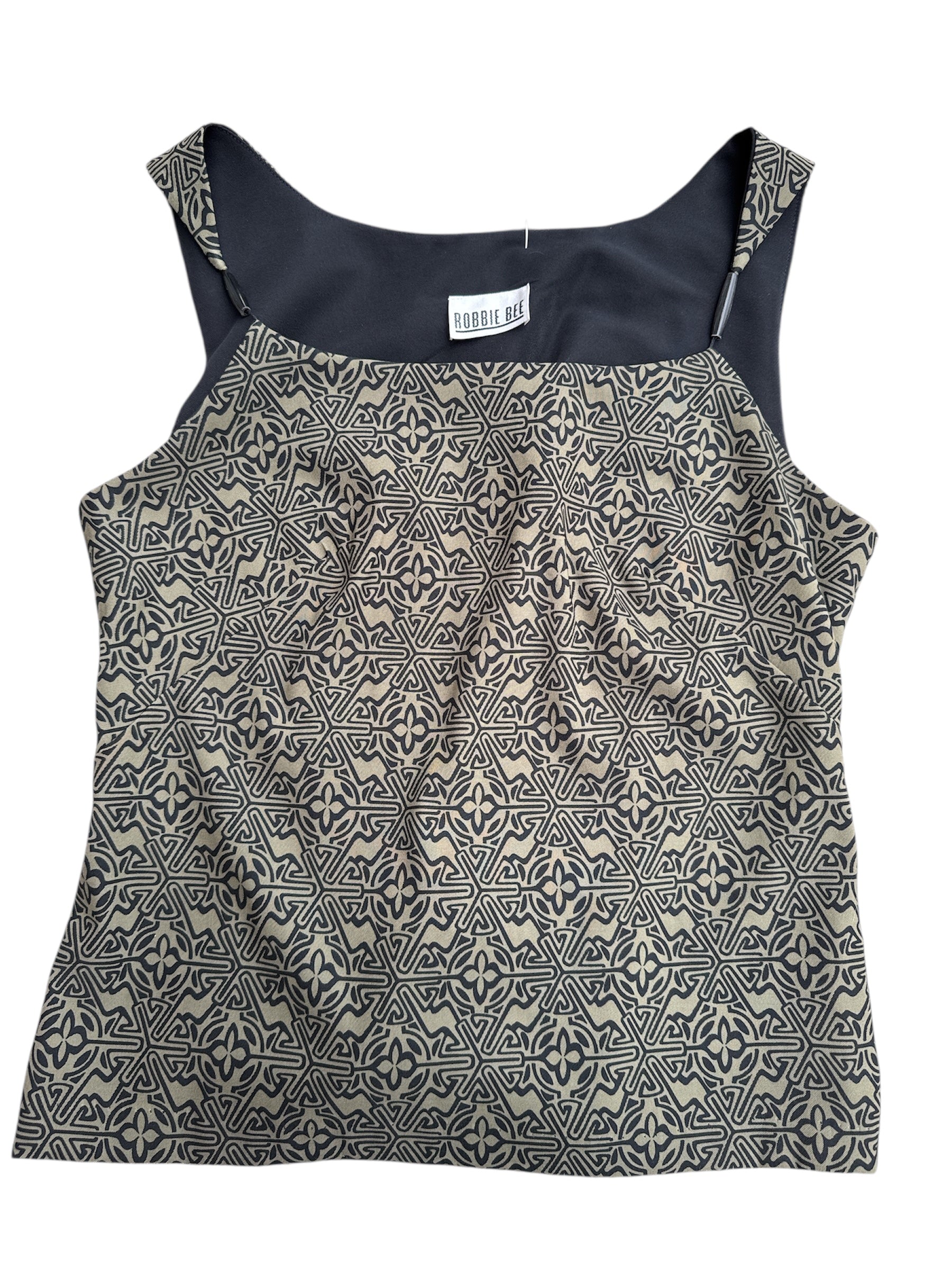 olive green black robbie bee aztec bead sleeve top, s/m