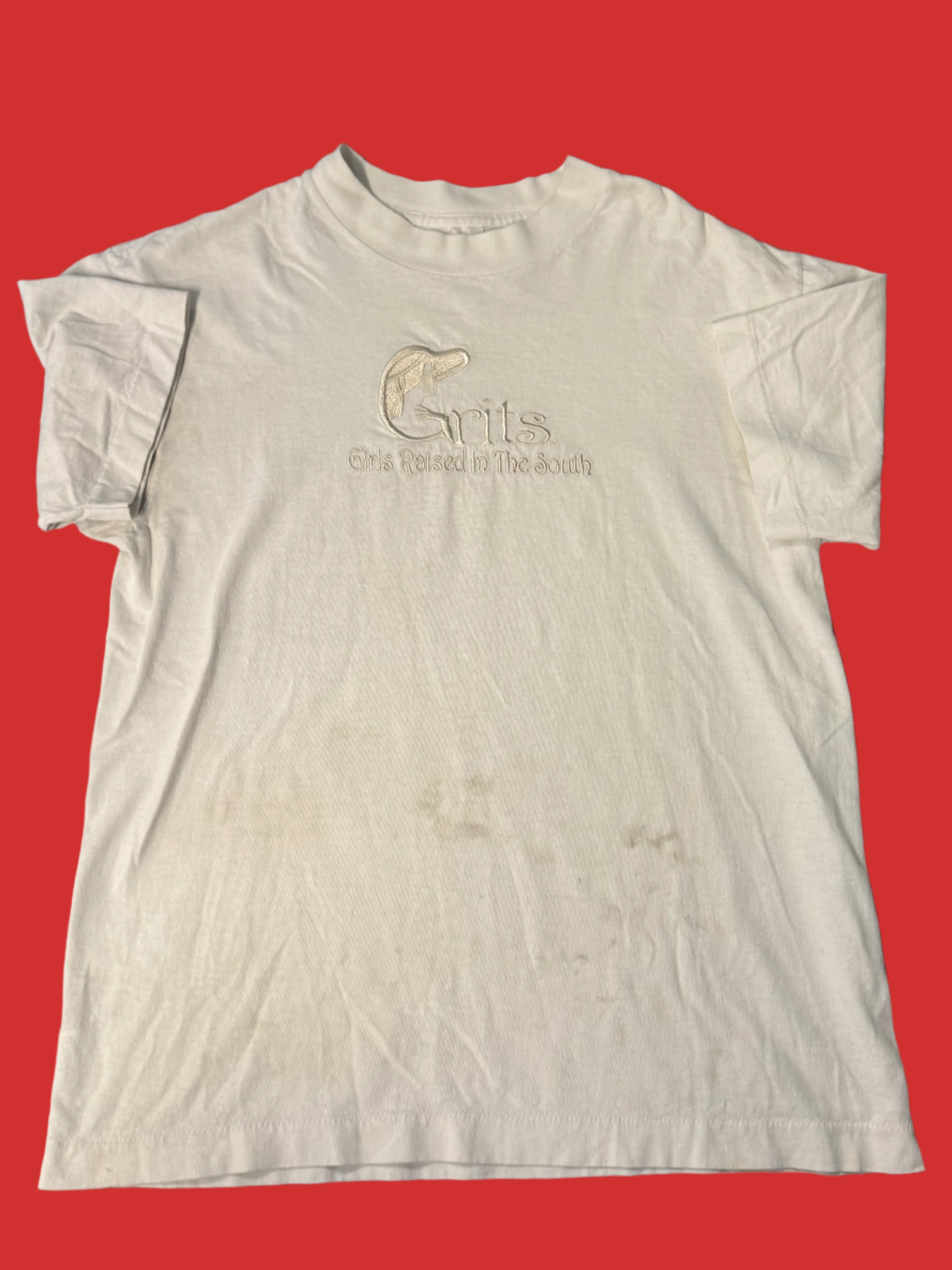 white softee GRITS embroidered tee, M
