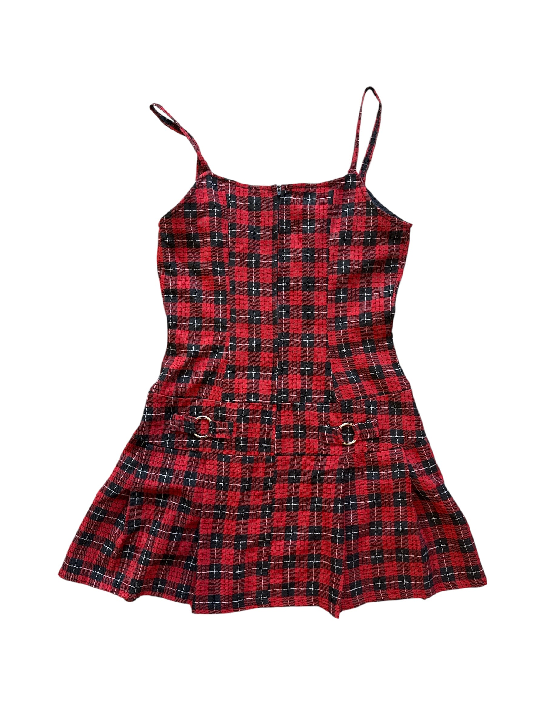 red forever 21 dropwaist plaid dress, m