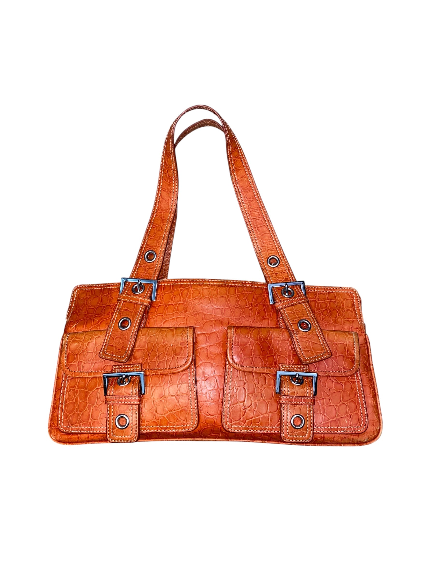orange nordstrom snake skin pocket purse