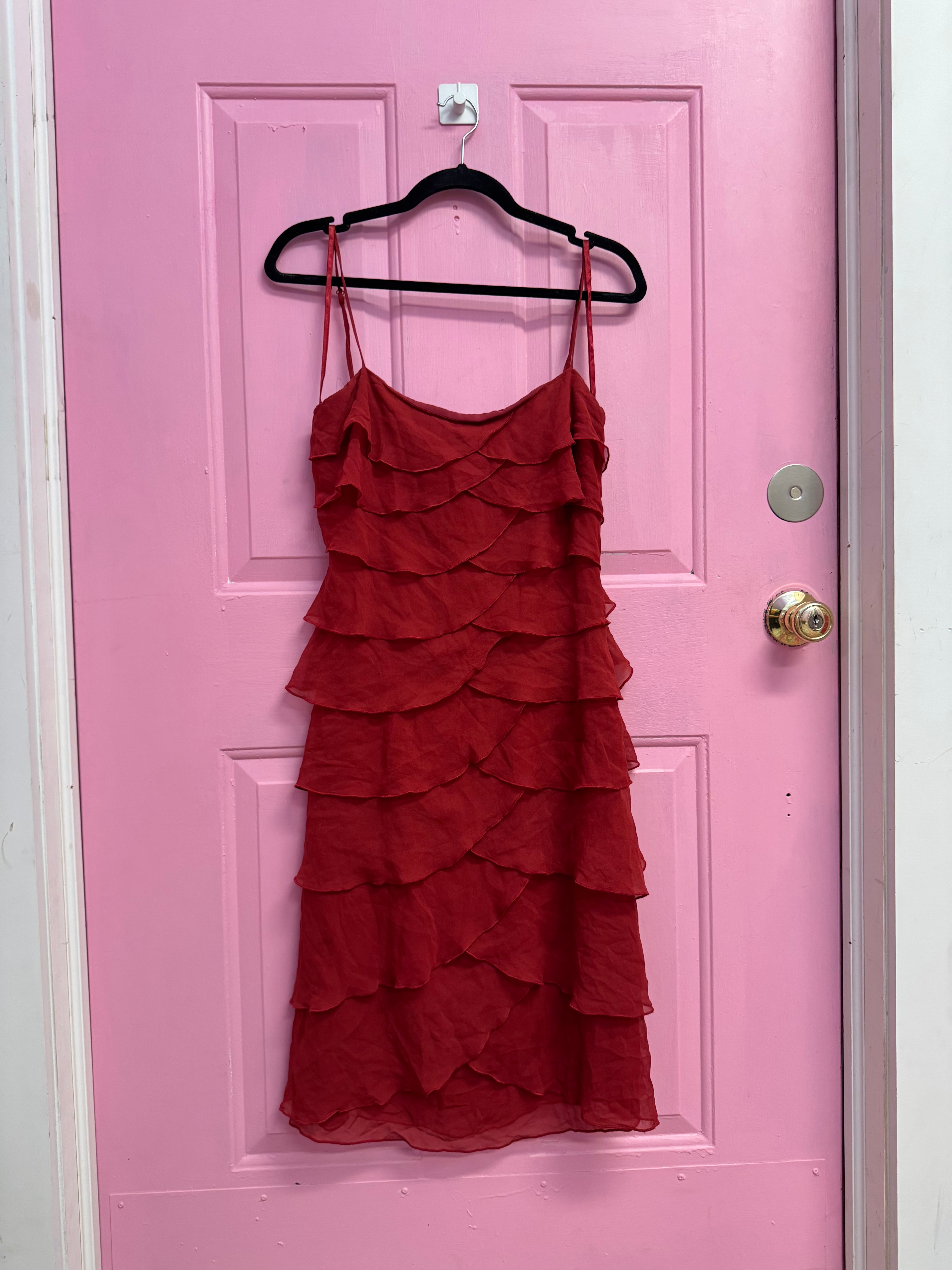 Red bcbg maxazria ruffle tank dress, 4