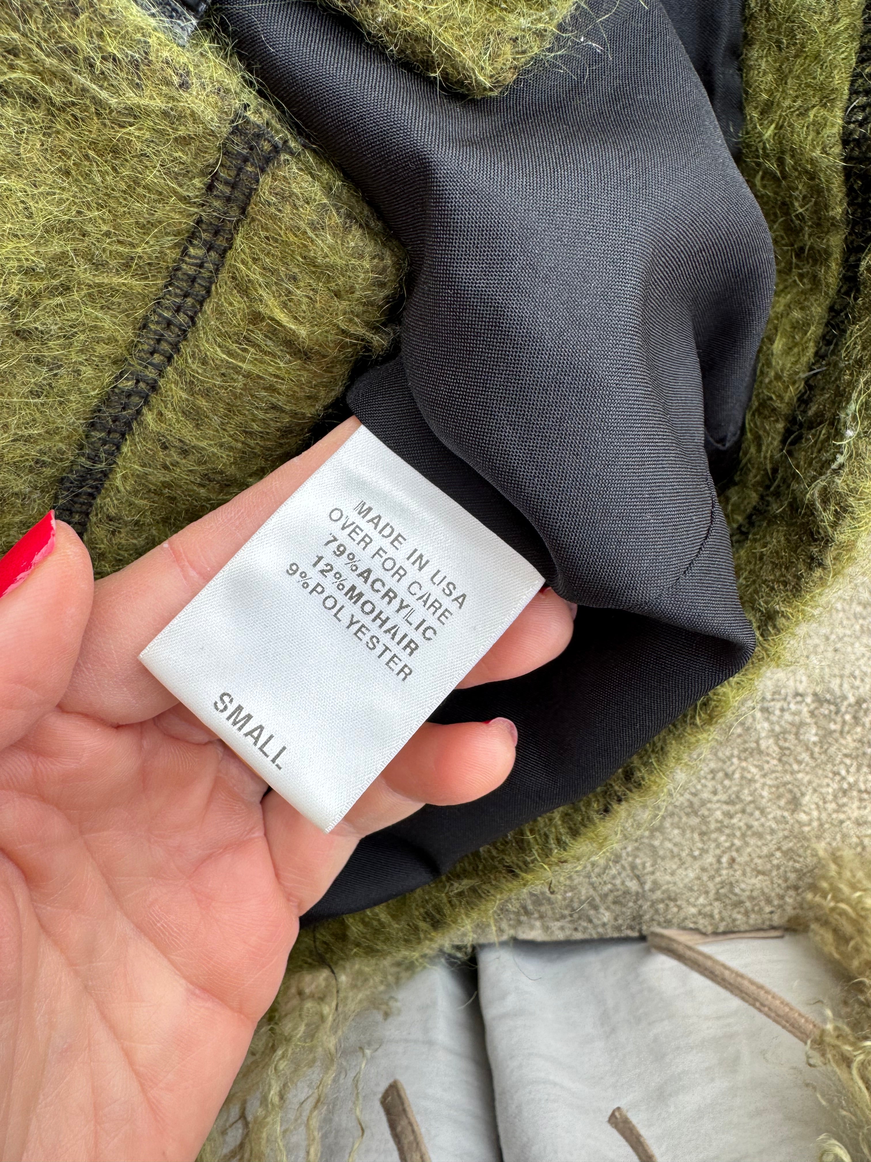 Green Democracy Fuzzy zip up jacket, S