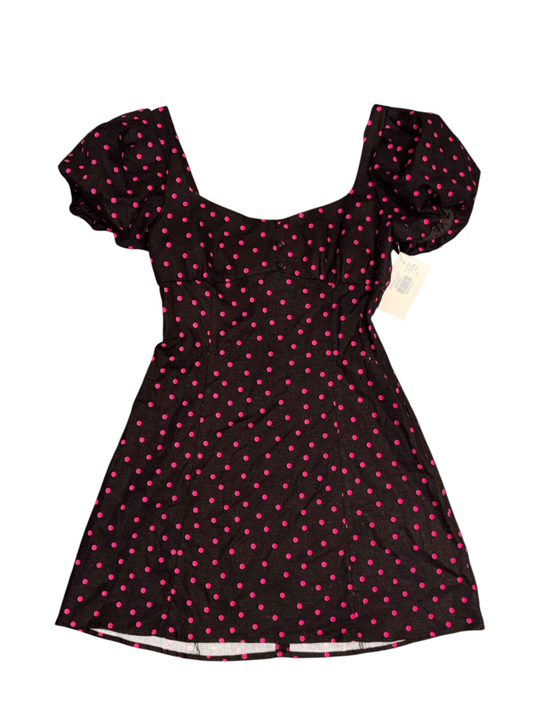 brown pink zara NWT polka dot puff sleeve mini dress, s