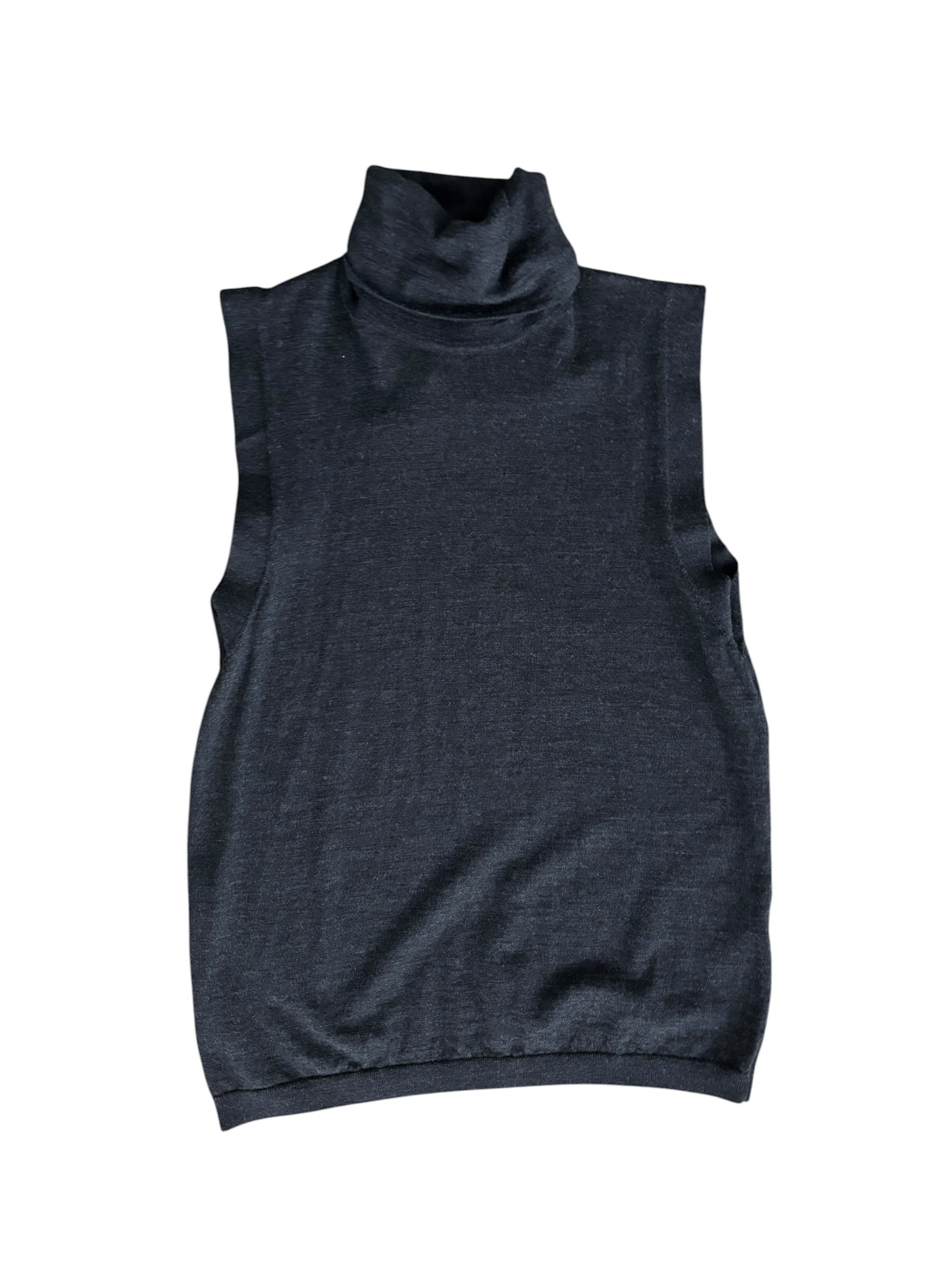 black zara sleeveless turtleneck, s
