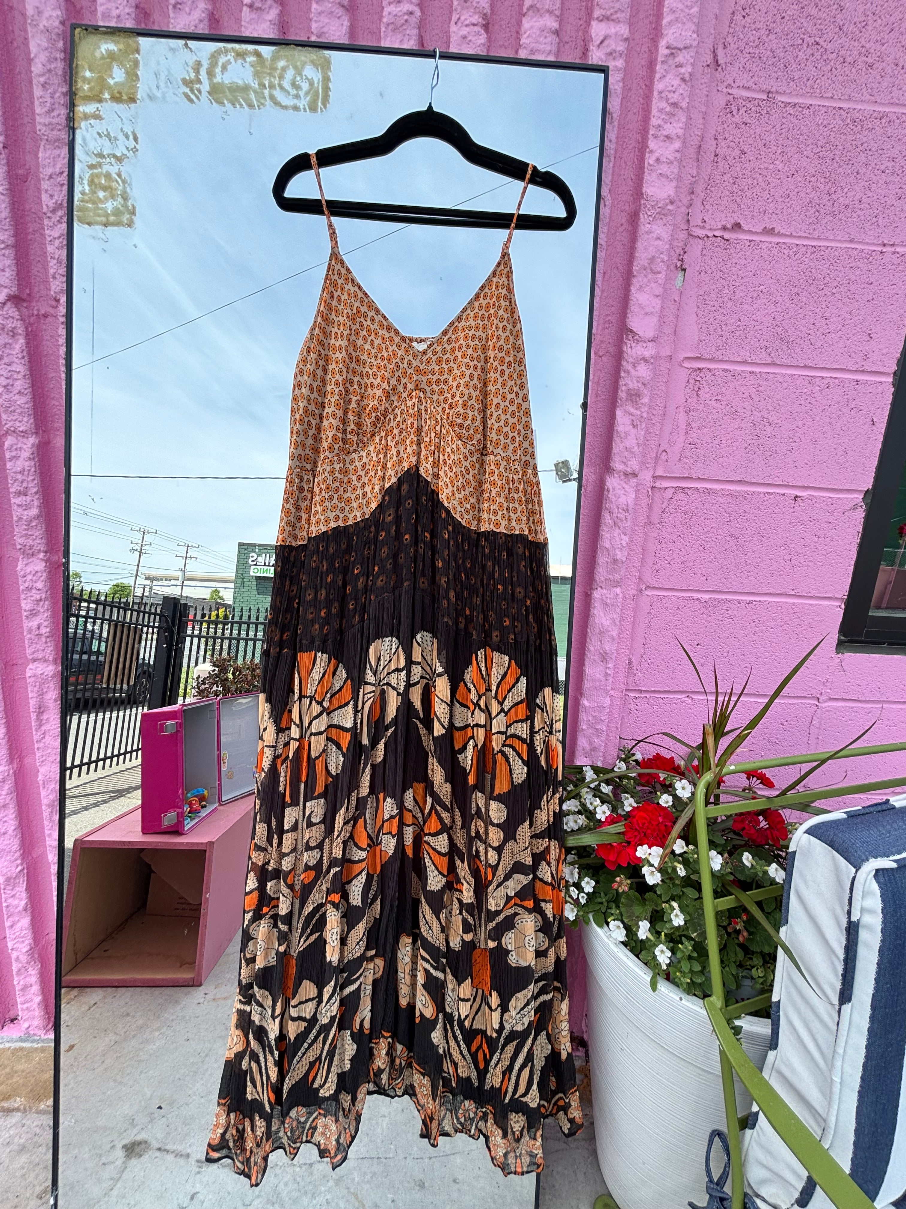 black brown forever that girl multi pattern maxi dress, 2x