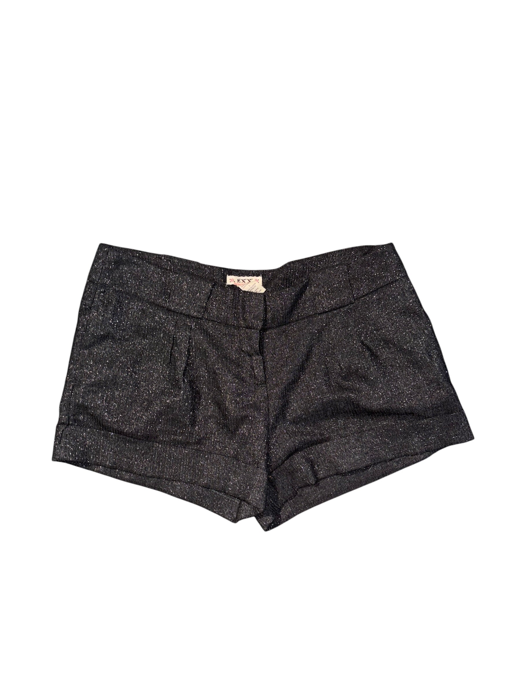 gray silver  sparkle trouser shorts, L