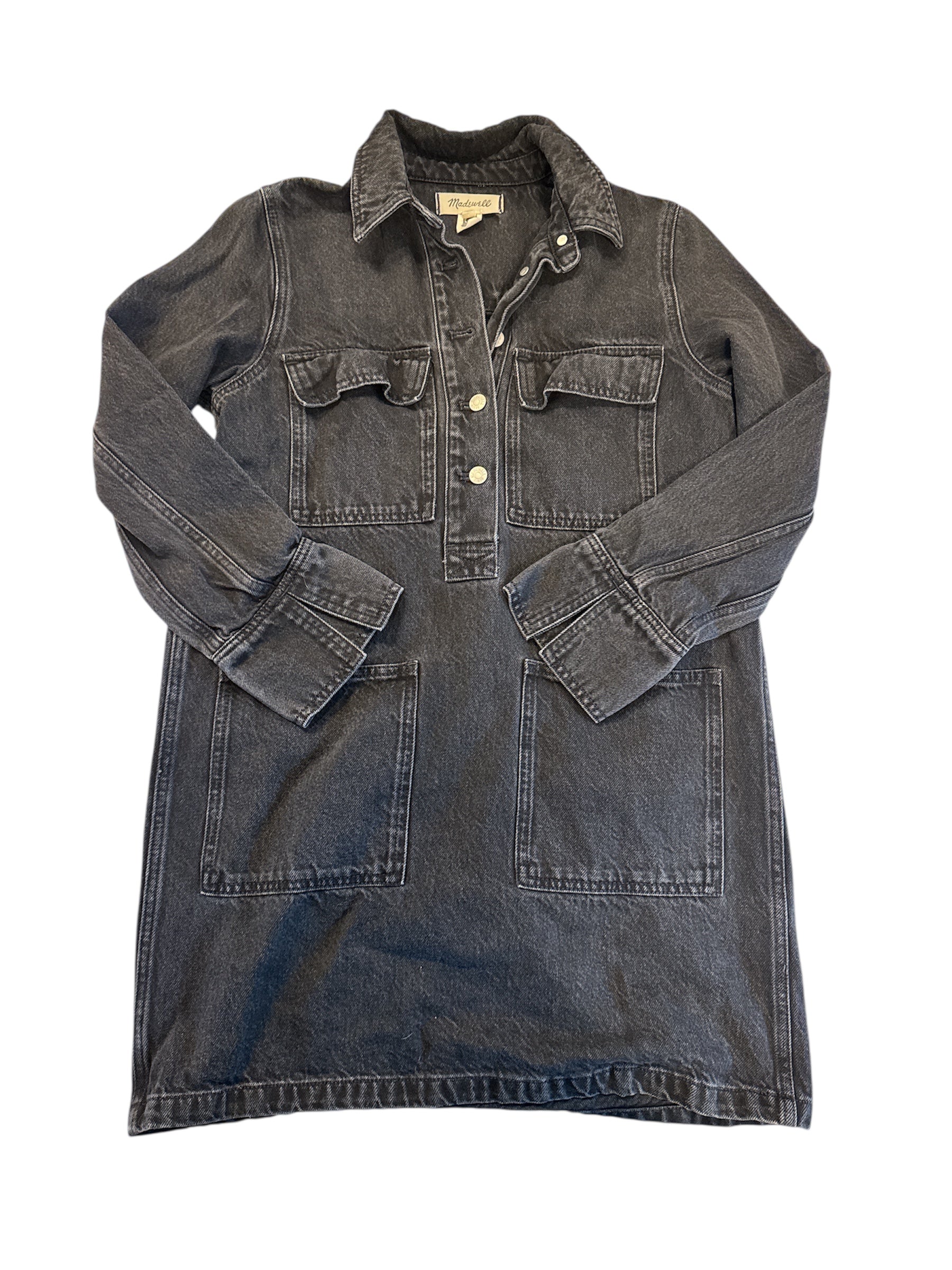 black madewell denim ls mini dress, XS