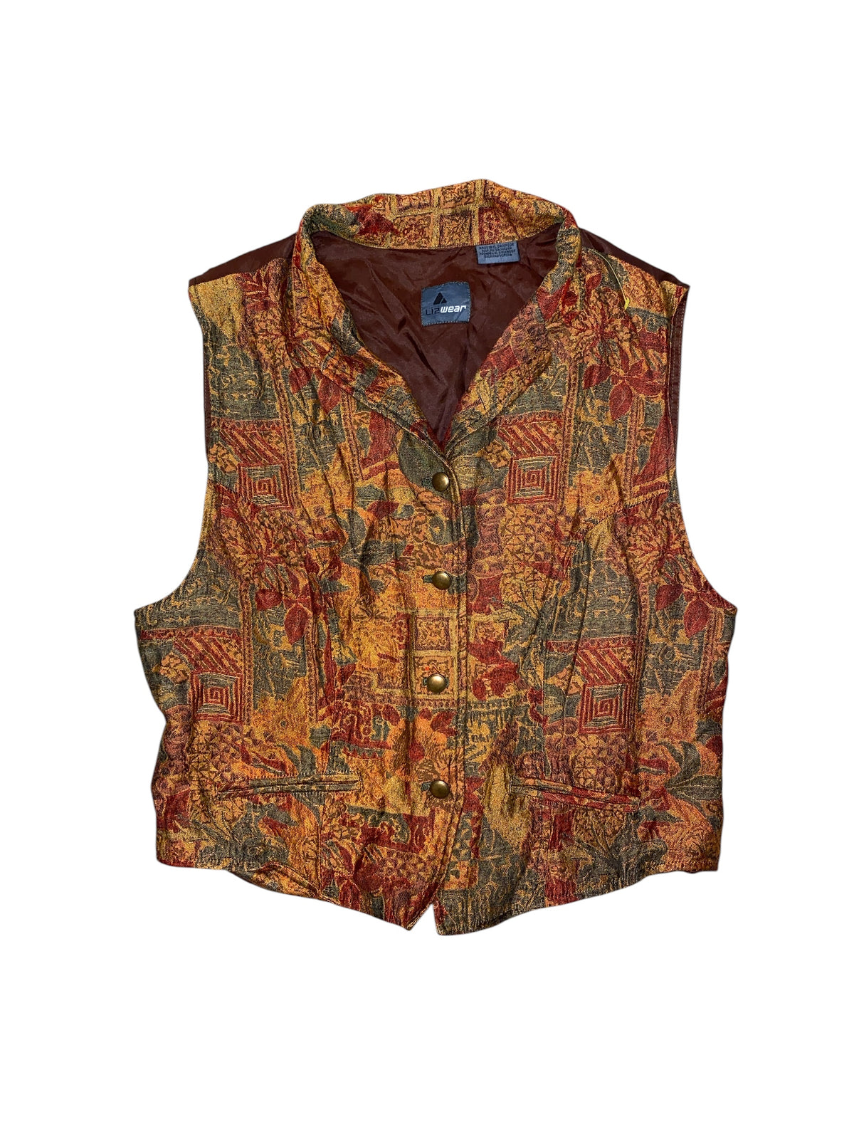 tan brown liz wear Patterned button up vest, 12