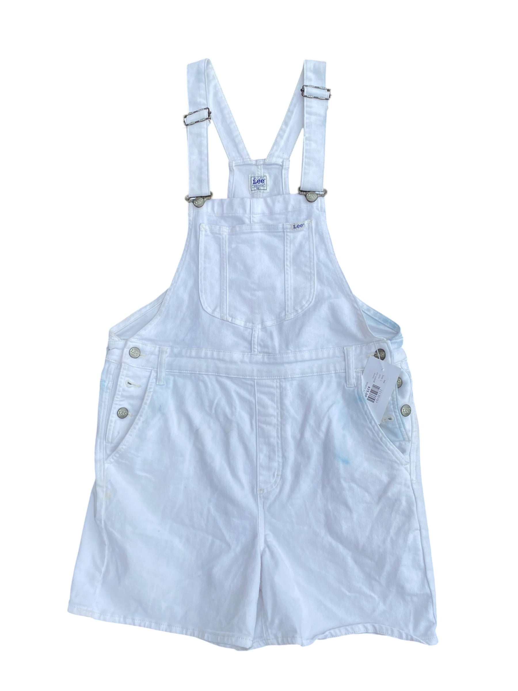 white lee denim overall shorts, L