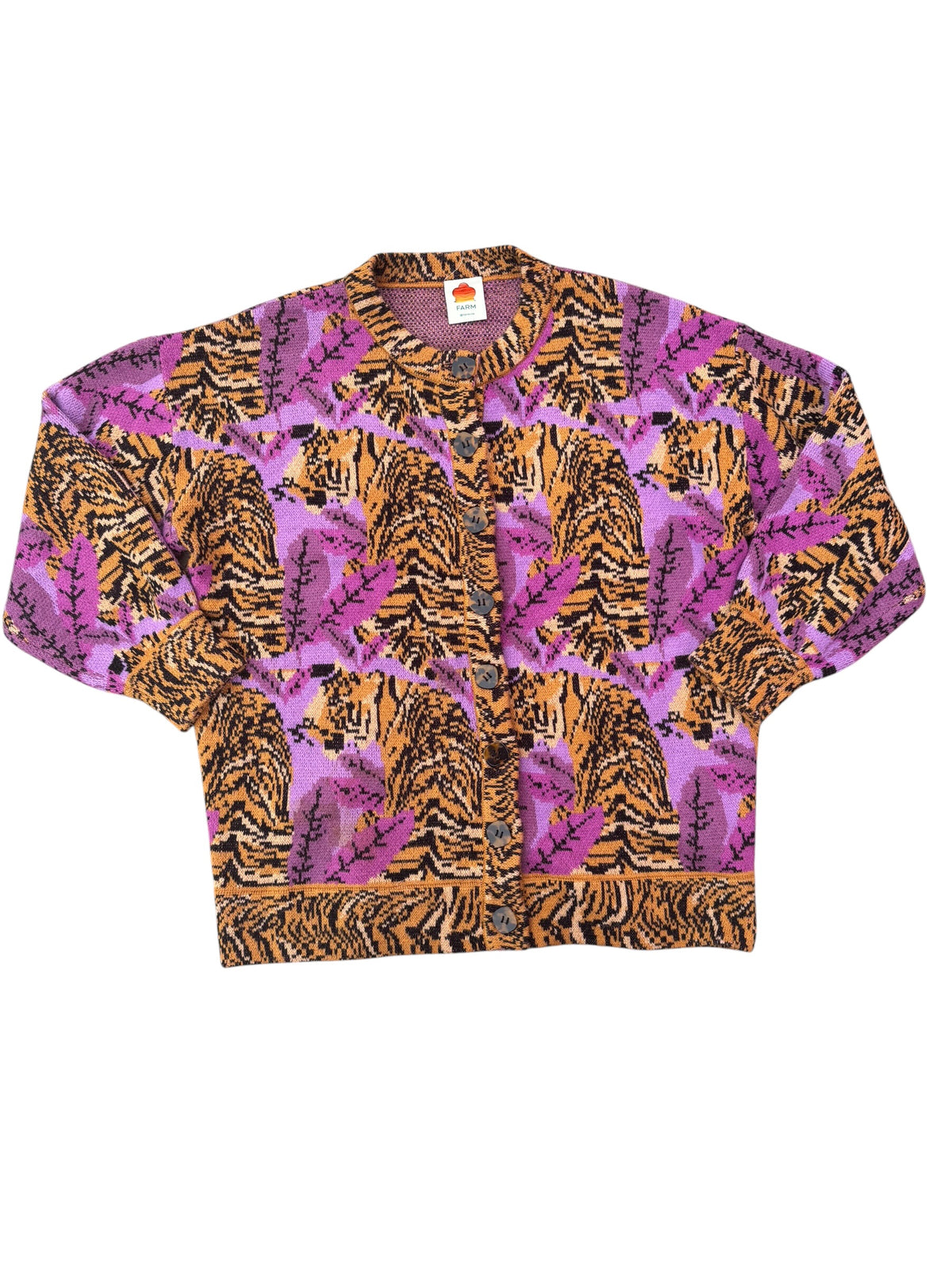 purple brown farm rio tiger cardigan, xl