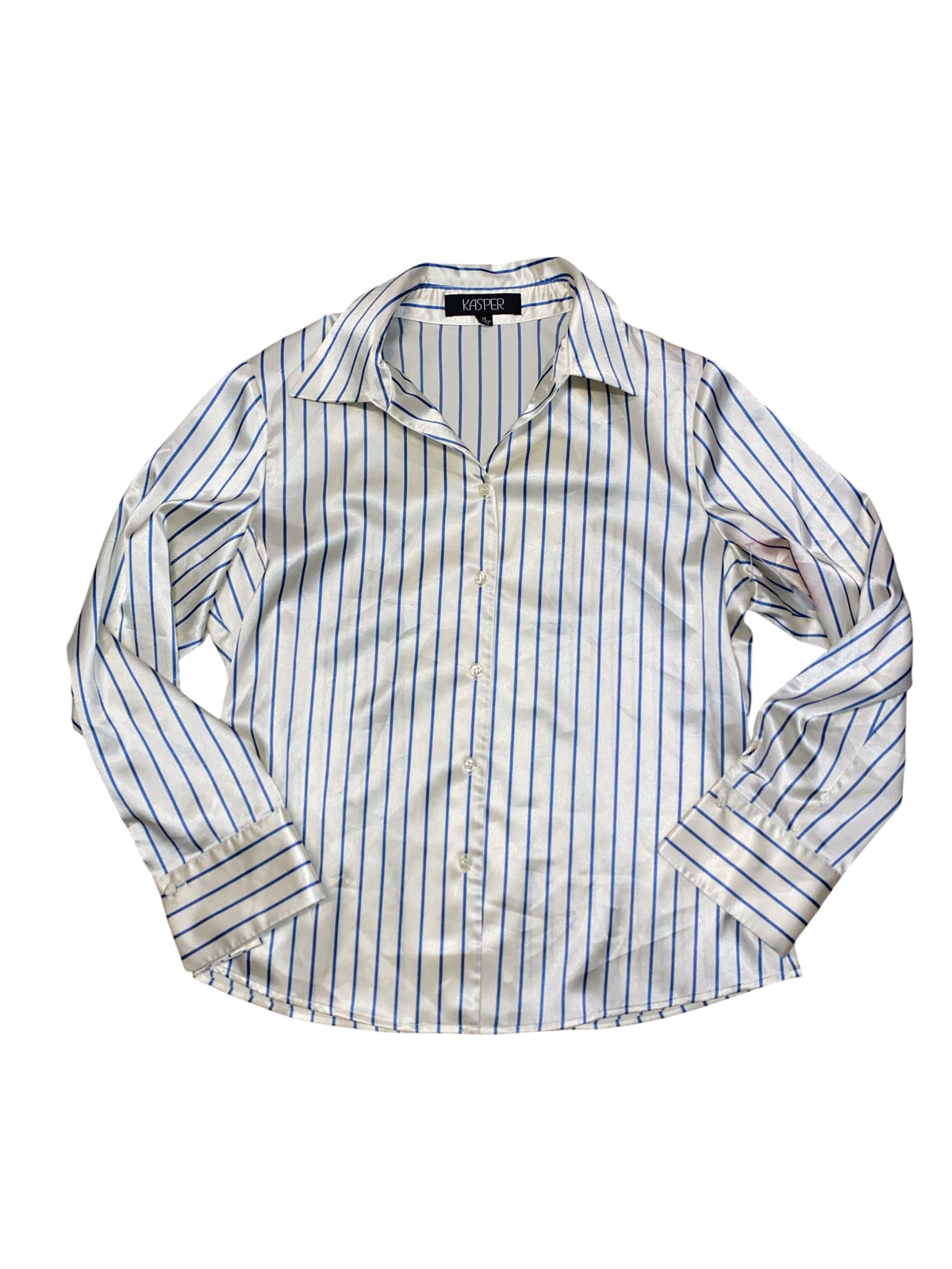 white blue kasper satin stripe button down, 14
