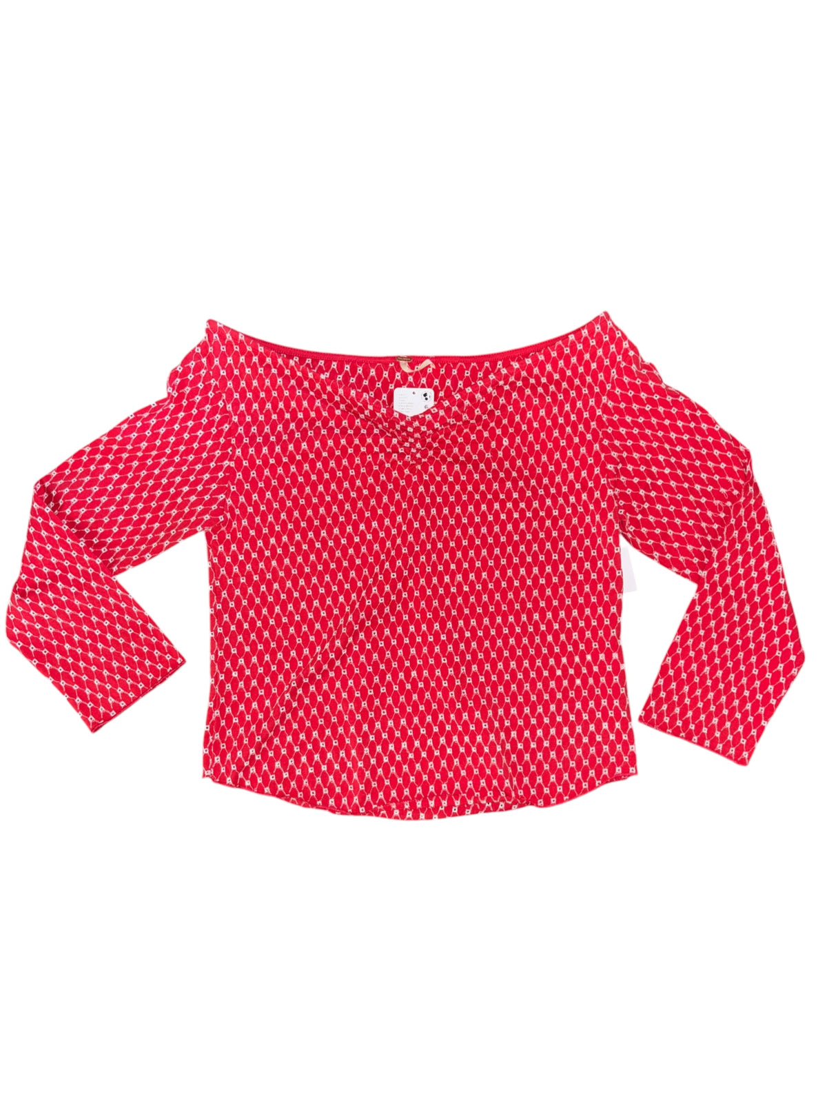 red white free people eyelet off shoulder ls NWT, L