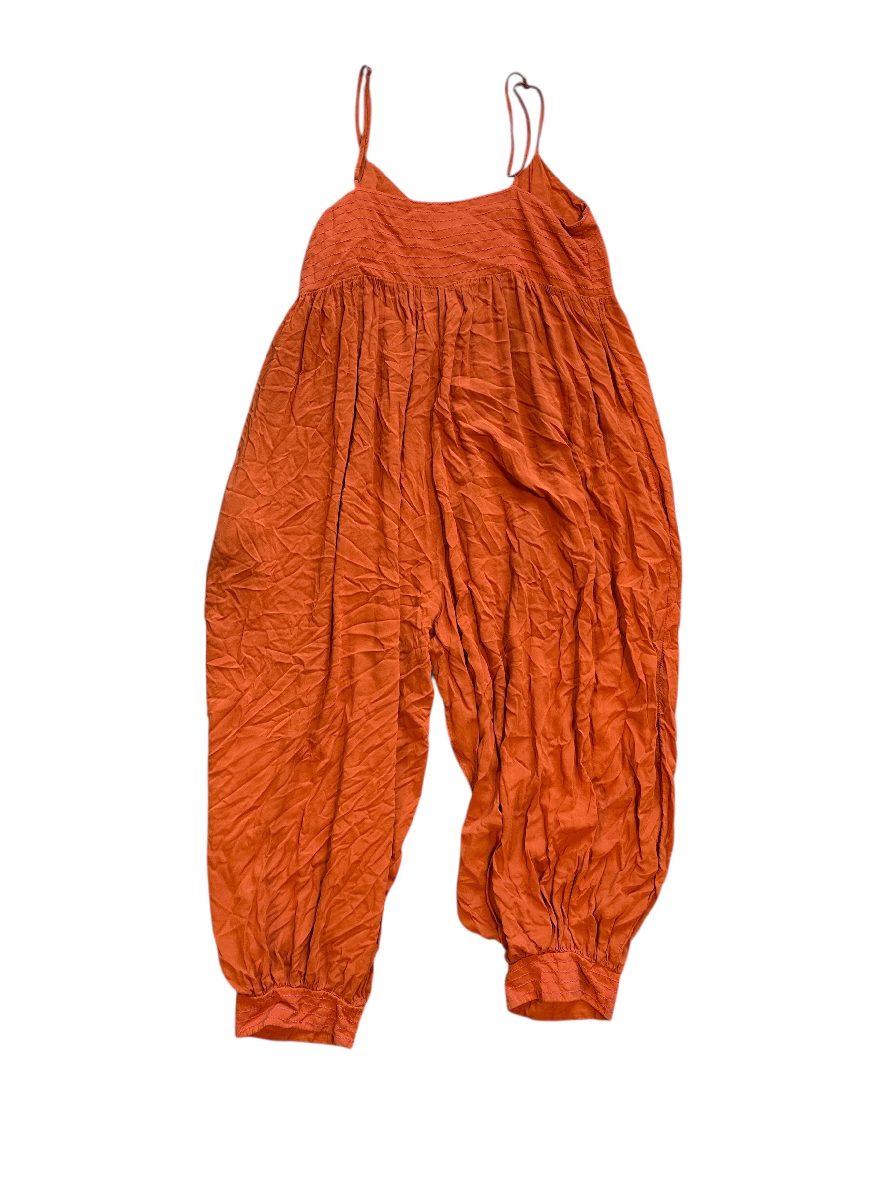 orange anthropologie cami jumpsuit, m