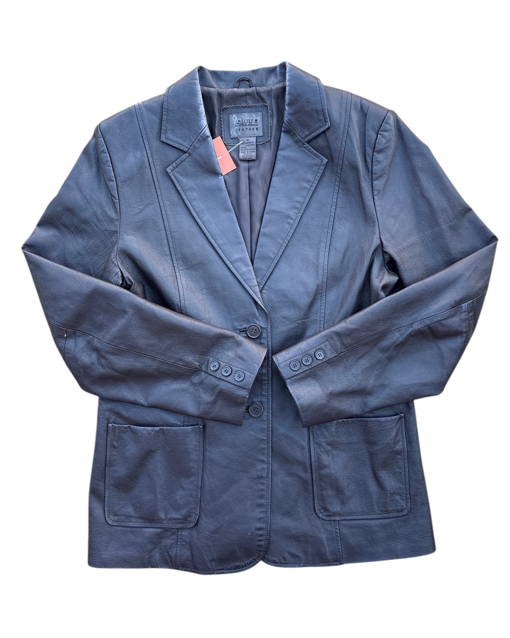 black john paul richard leather blazer, 10\