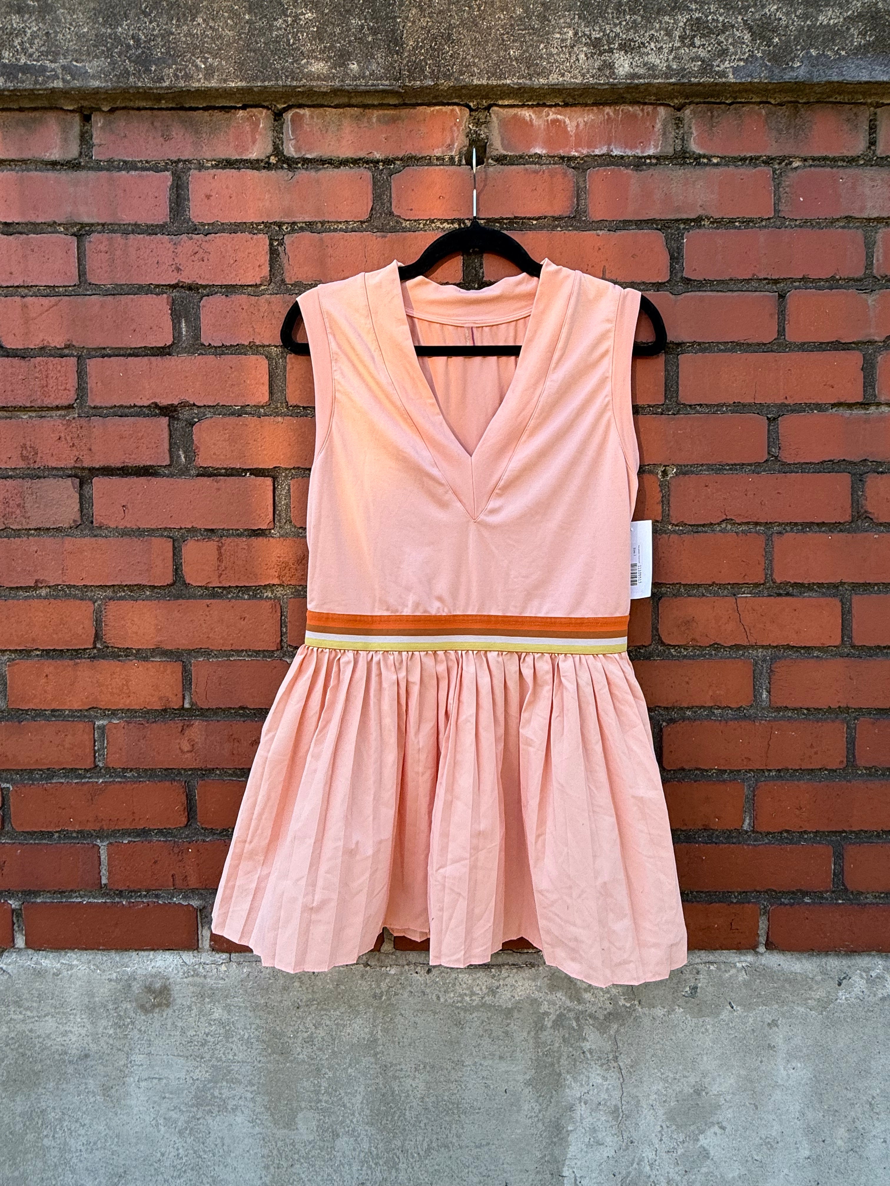 peach free people movement v neck sporty dress, l