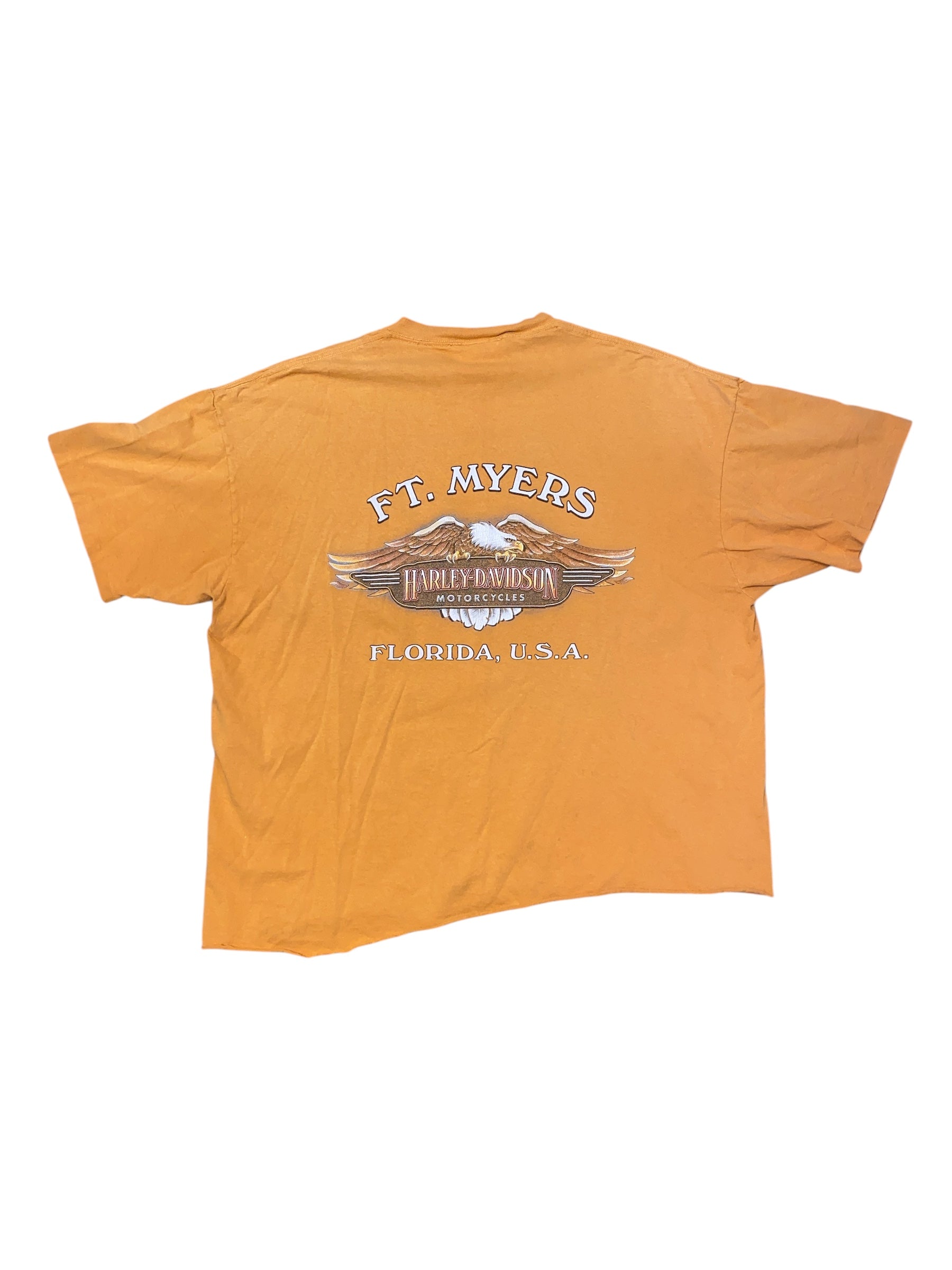 orange harley davidson '2000s branded frocket tee, 2x