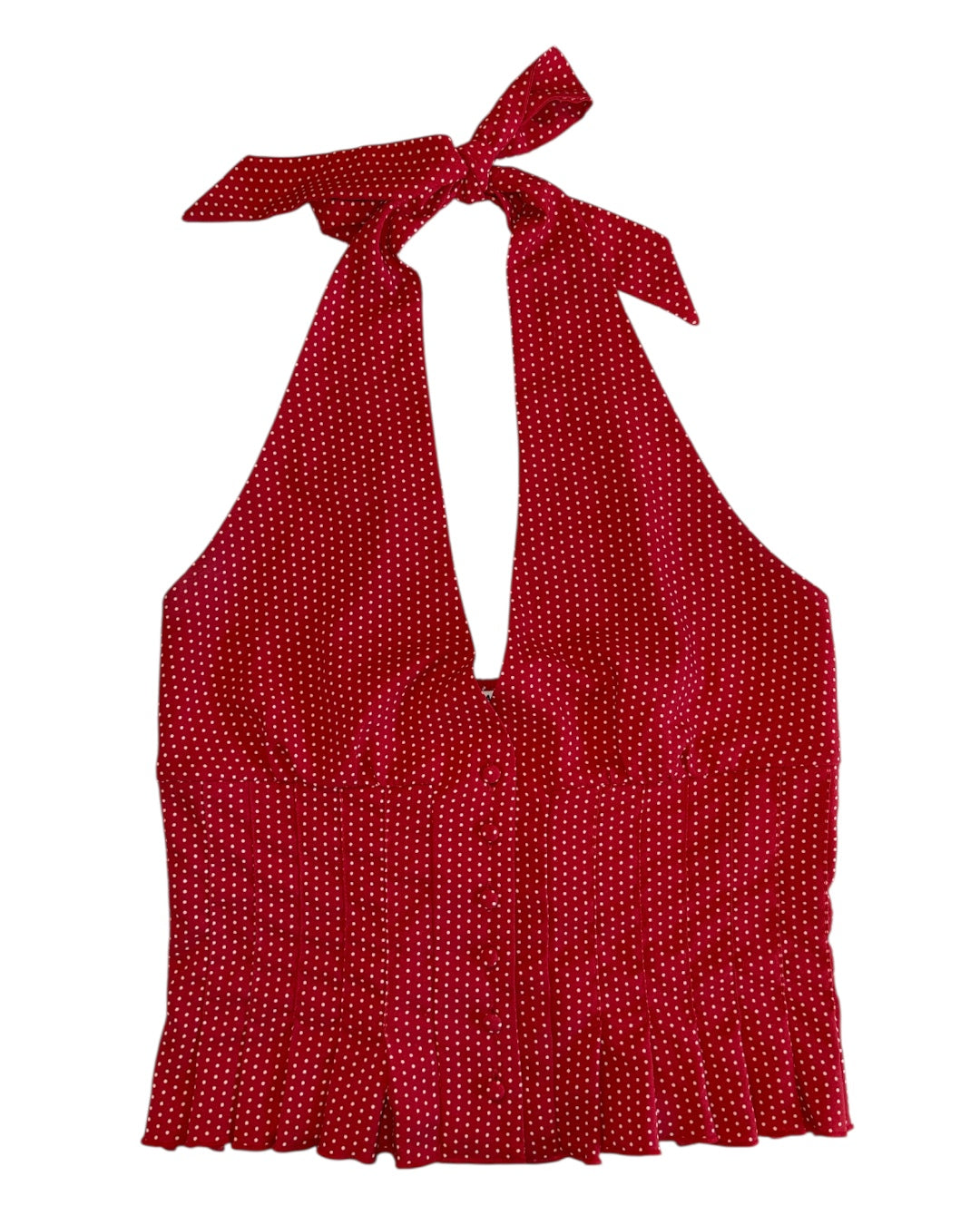 red frankies bikinis polka dot halter top, L