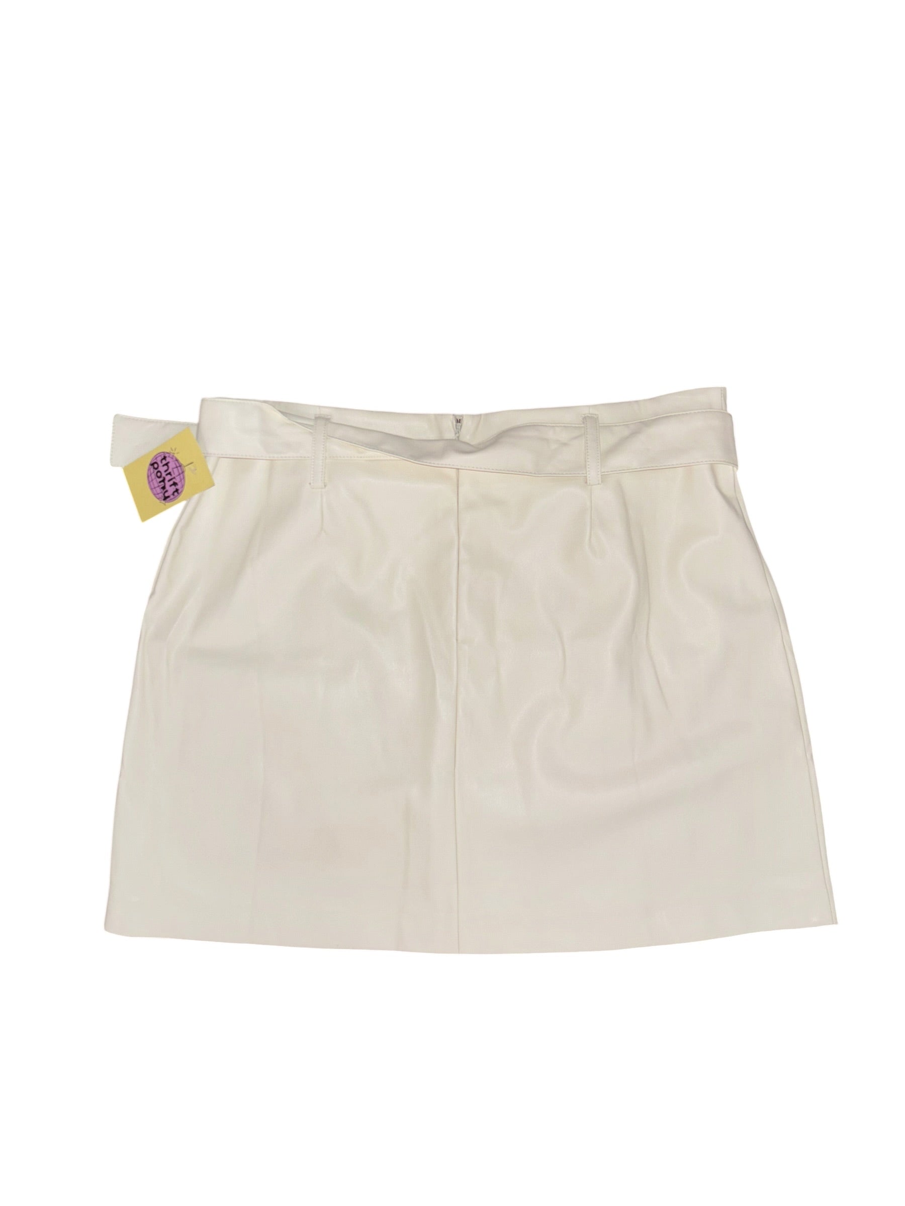 cream ny & co pleather belted mini skirt, 14