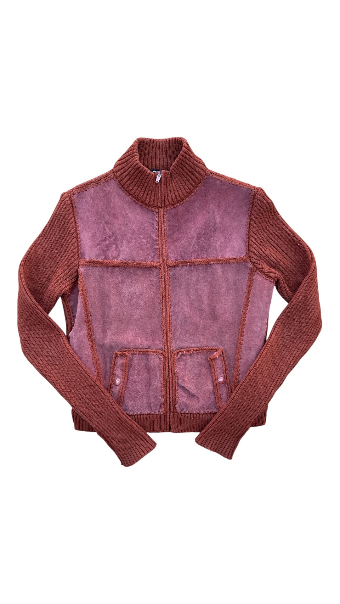 rust zado vtg suede knit combo jacket, L