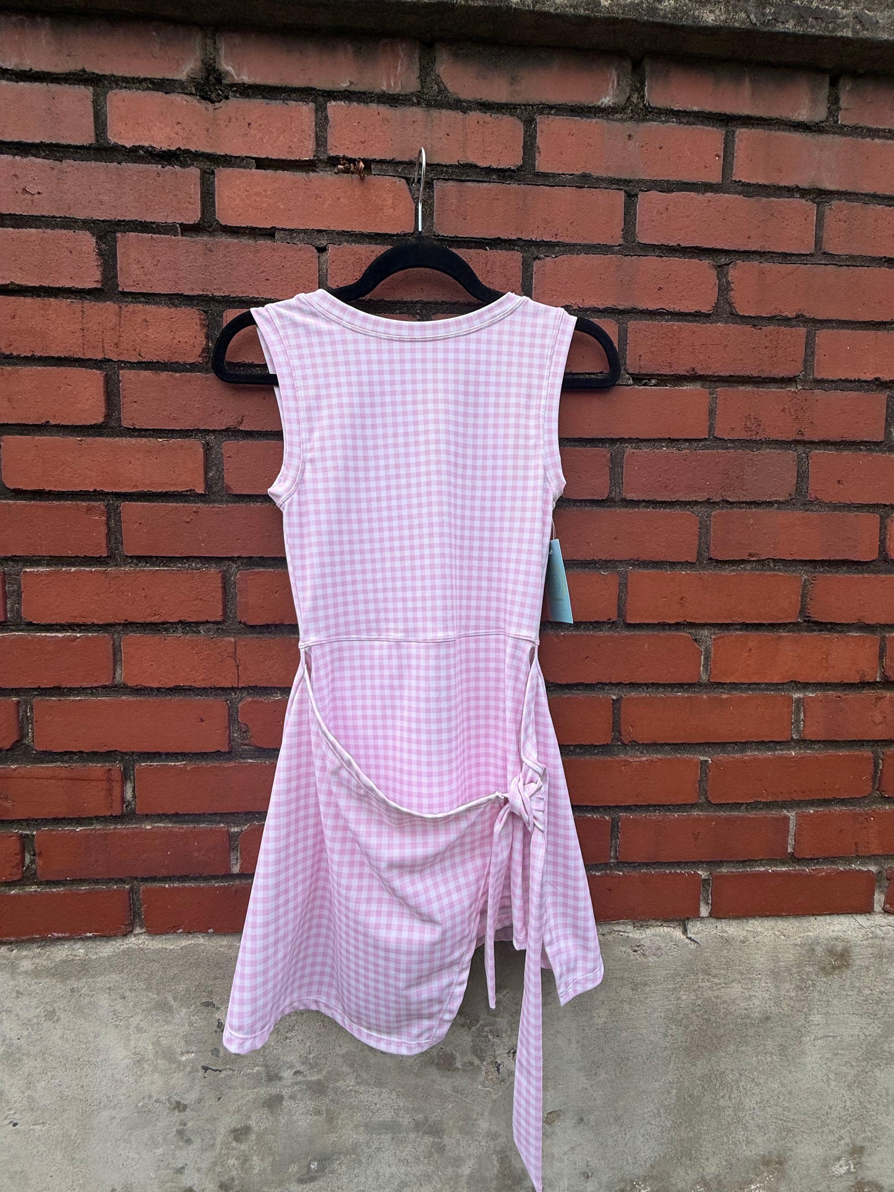 pink Kimberly Gingham mini skort dress, xs