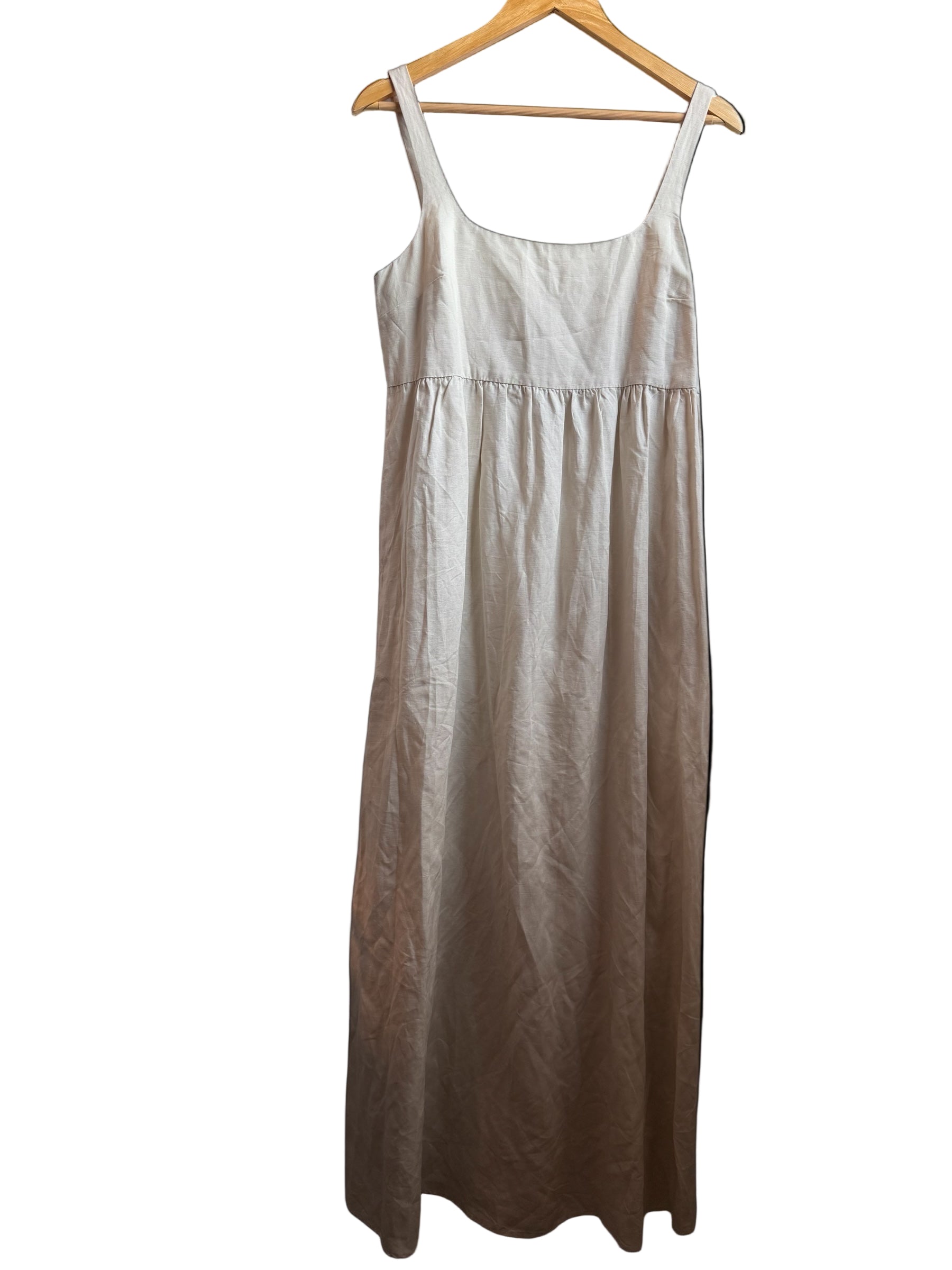 beige zara babydoll maxi dress, m