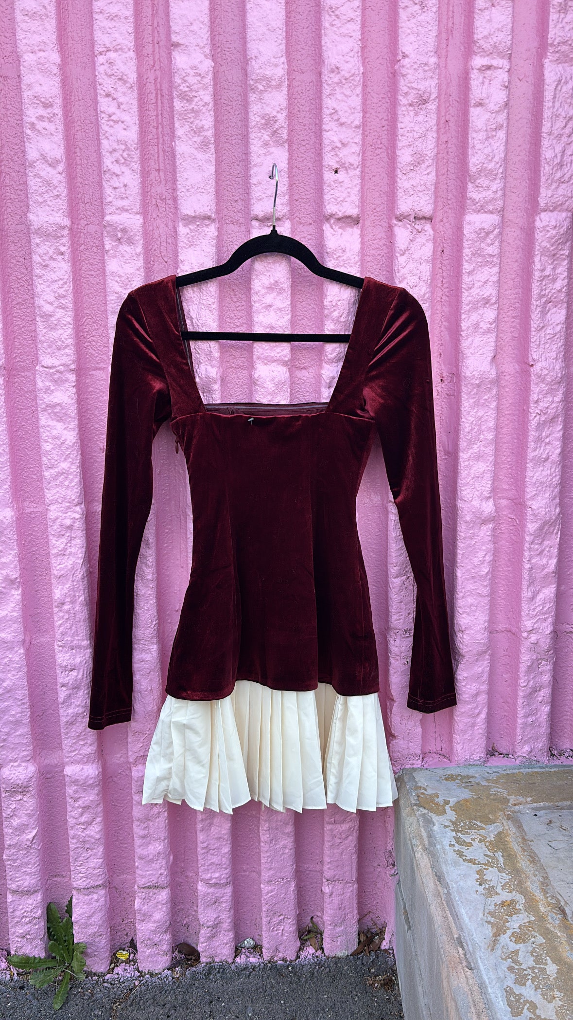 red white oh polly velour layered mini dress, 0