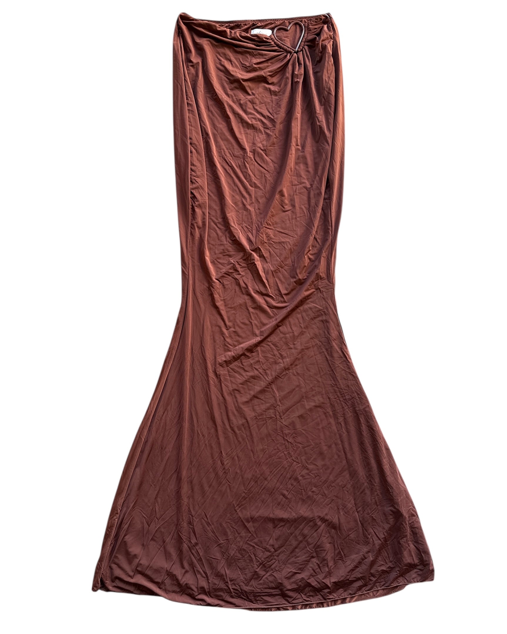brown oh polly soft maxi skirt w heart, 2