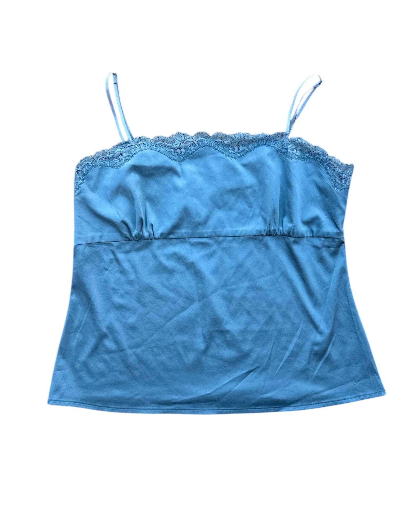 teal new york company lace trim tank, L