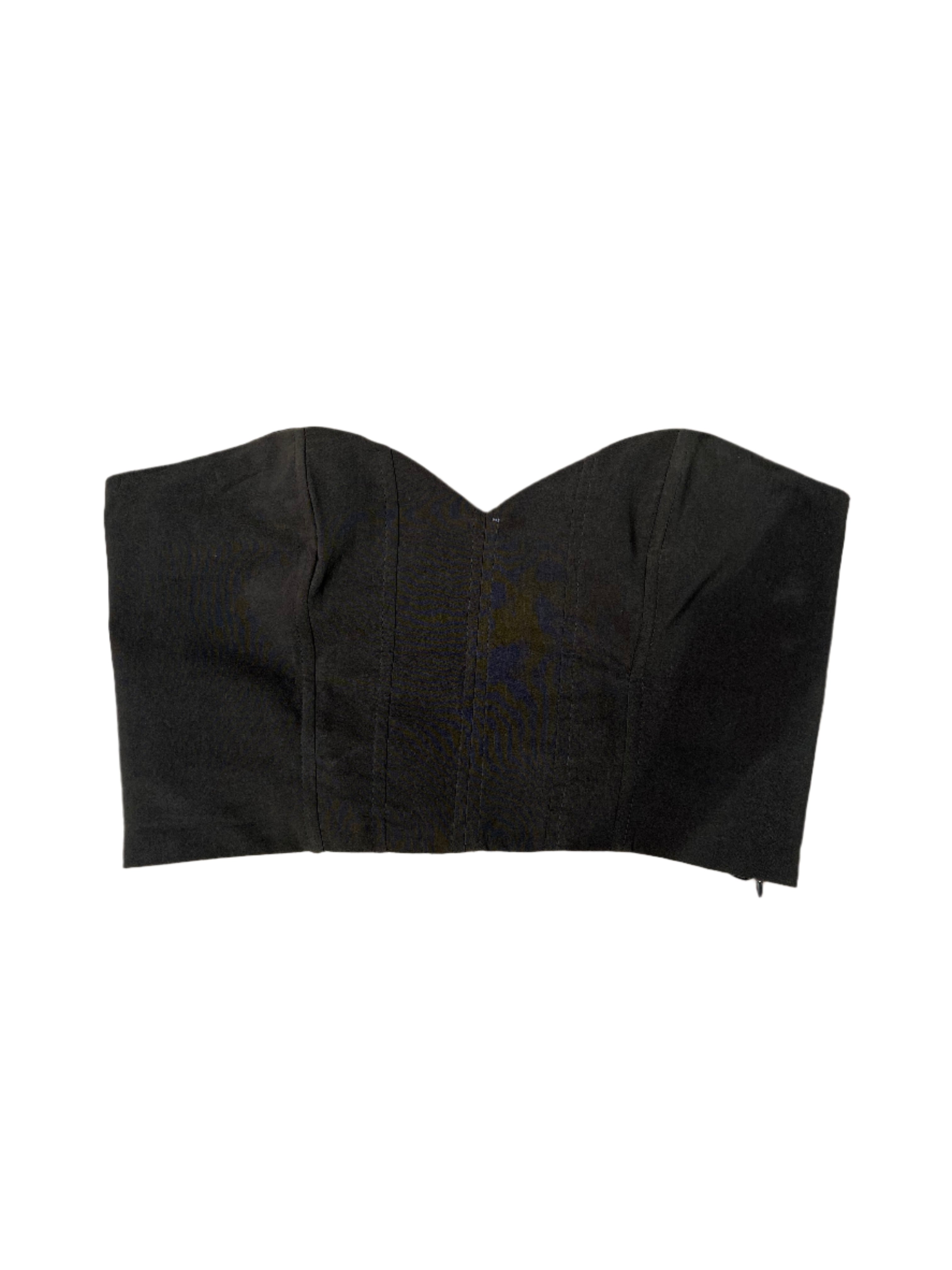 green zara structured strapless top, m