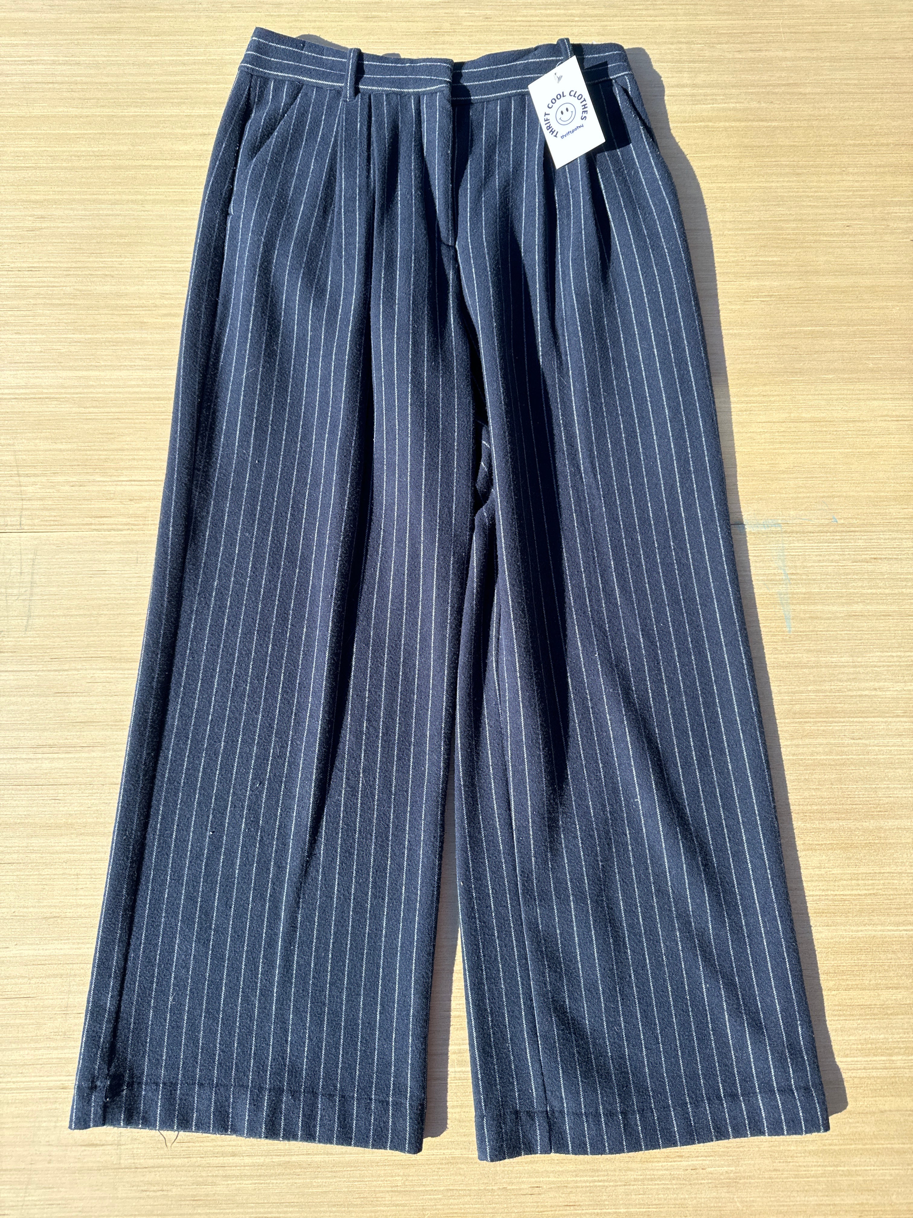 blue white abercrombie striped wool pants, m
