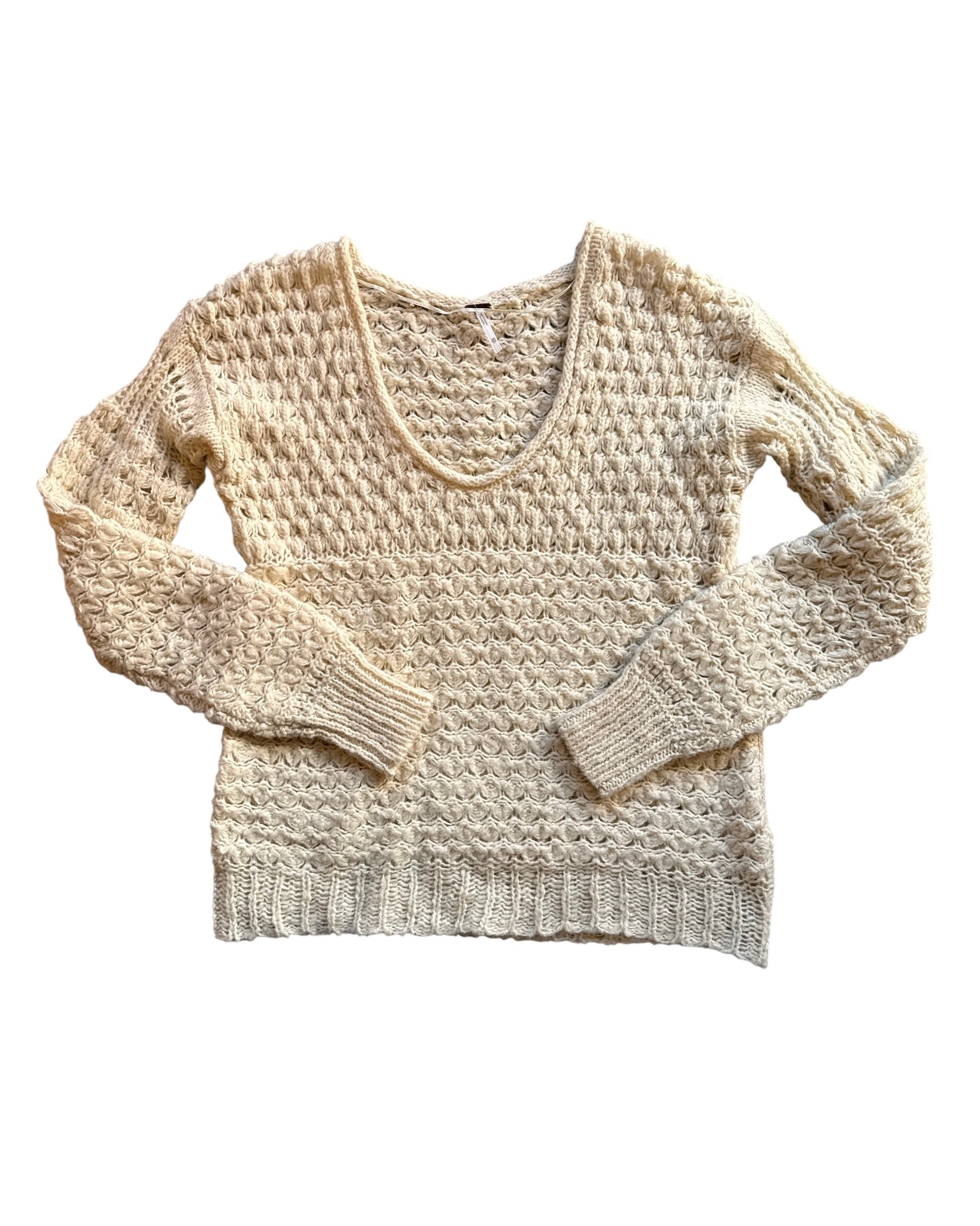cream Free People loose knit sweater, xs