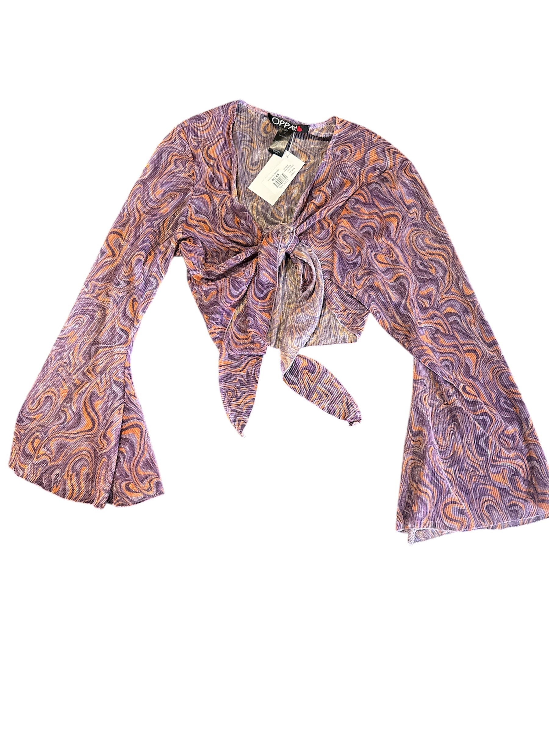 Purple orange Oopa! Sheer swirl pattern cardigan, 1x