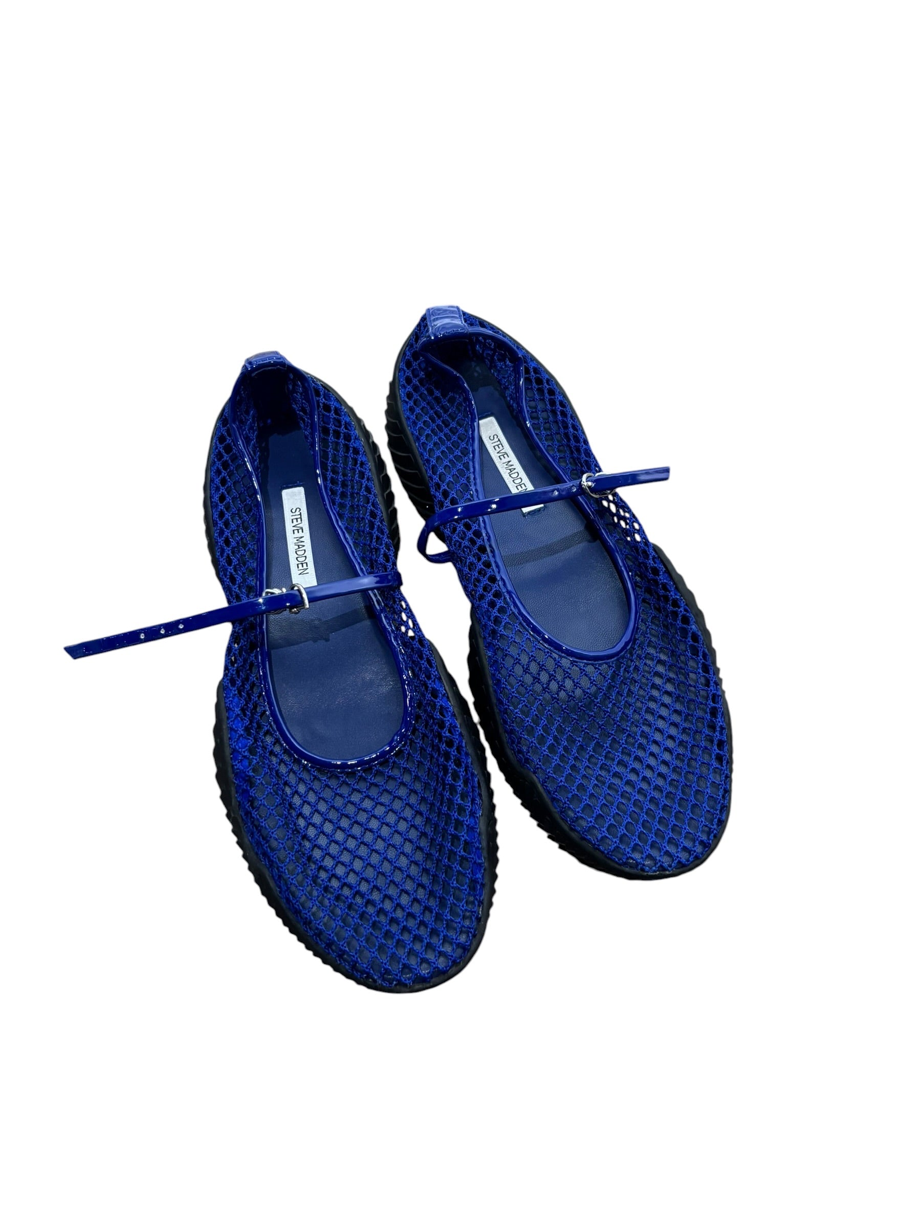blue black steve madden funky mesh flats, 9