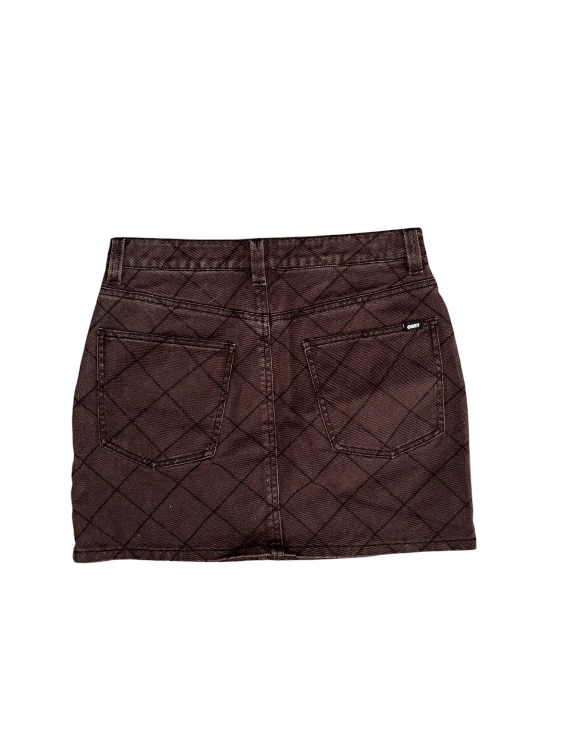 brown obey denim mini skirt, 26