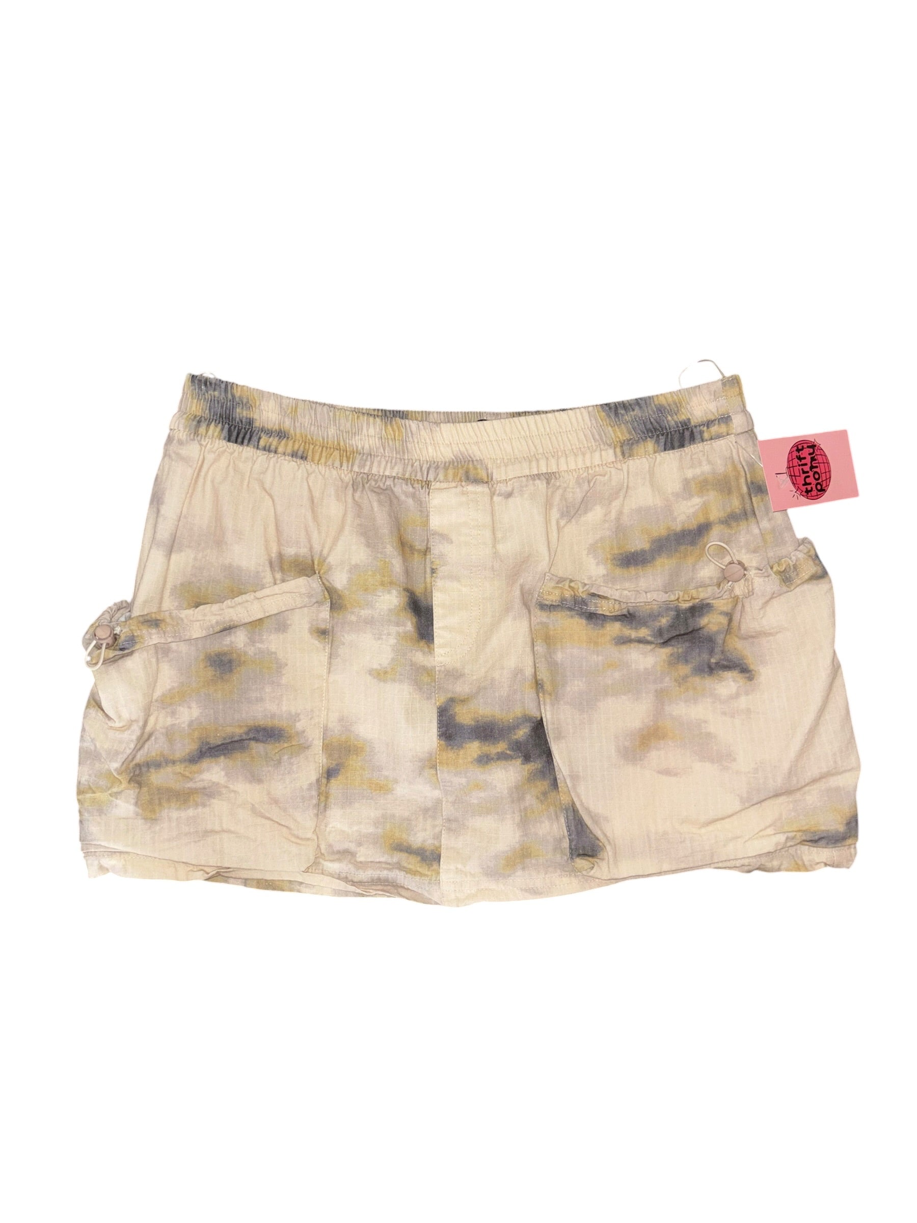 cream grey yellow zara watercolor cargo mini skirt, xl