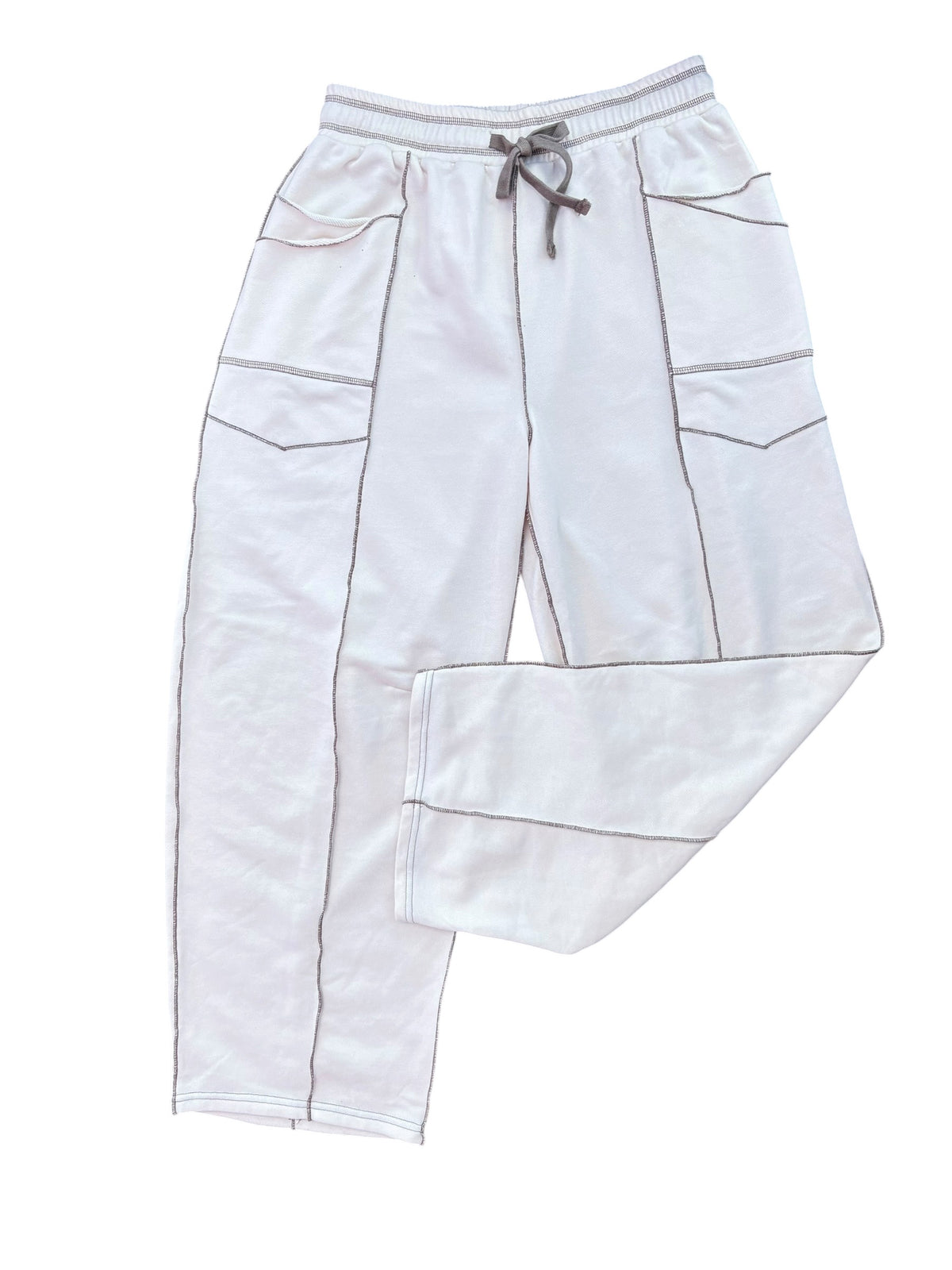 cream brown yanekop surge stitch sweatpants, m