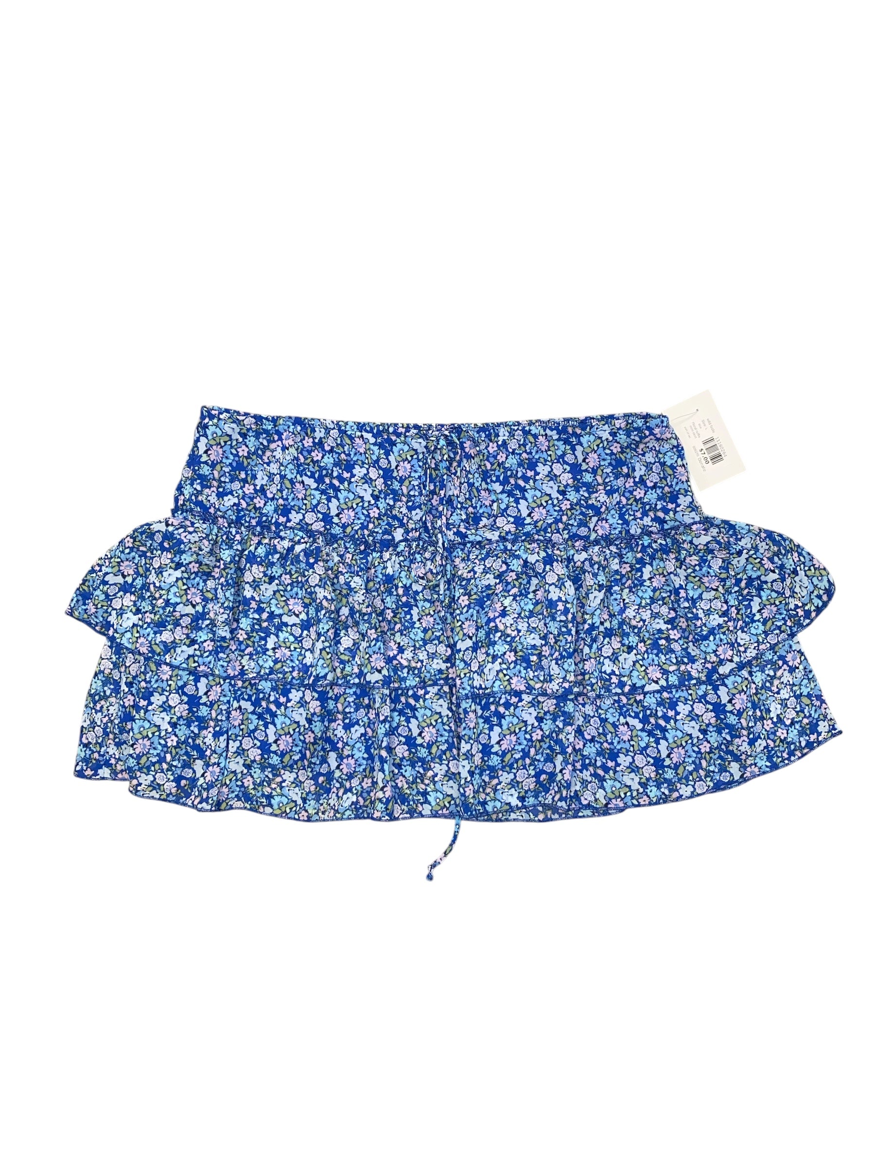 blue wild fable Floral ruffle mini skirt, L