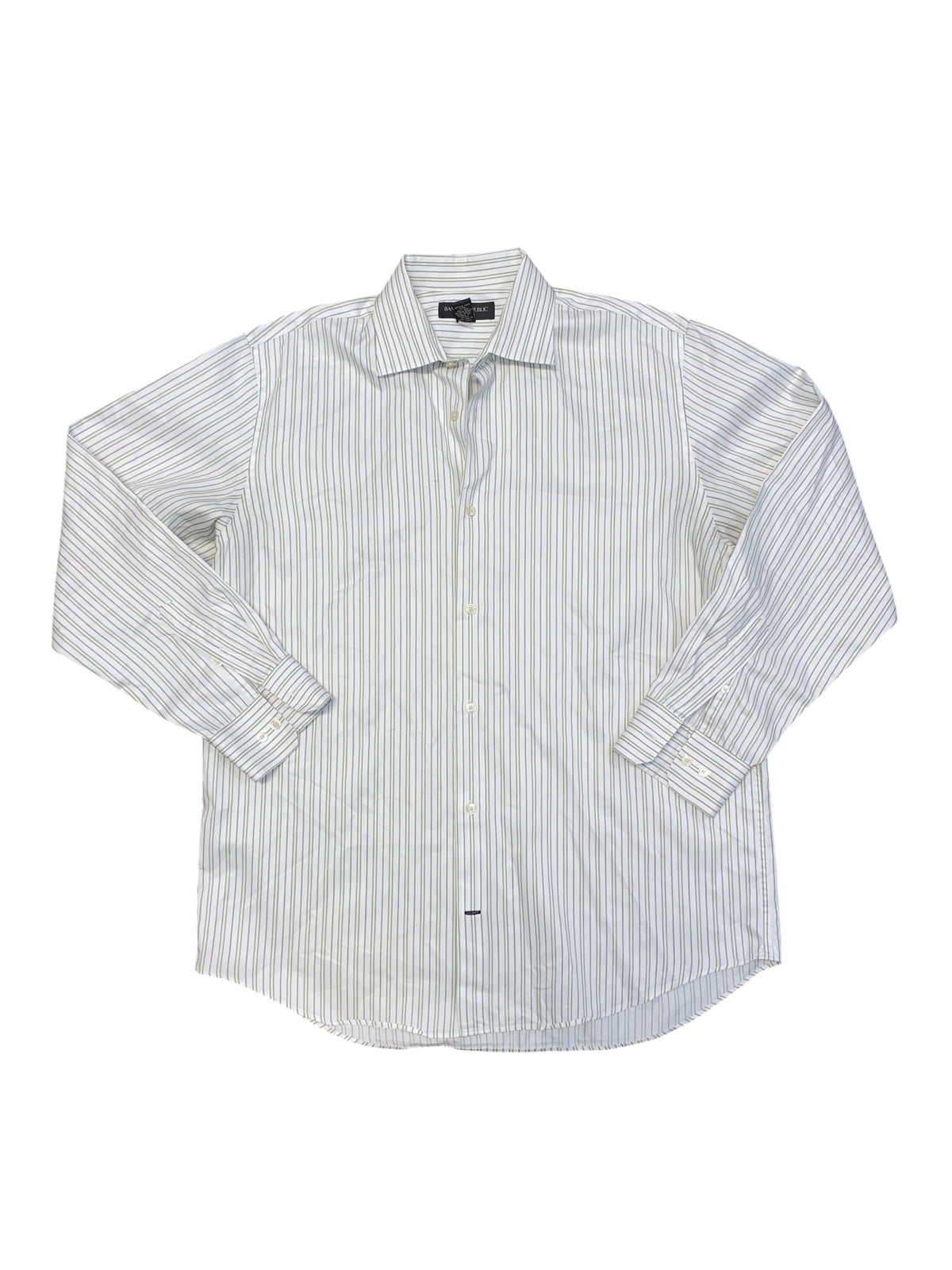 White brown green Banana republic Striped button down, L