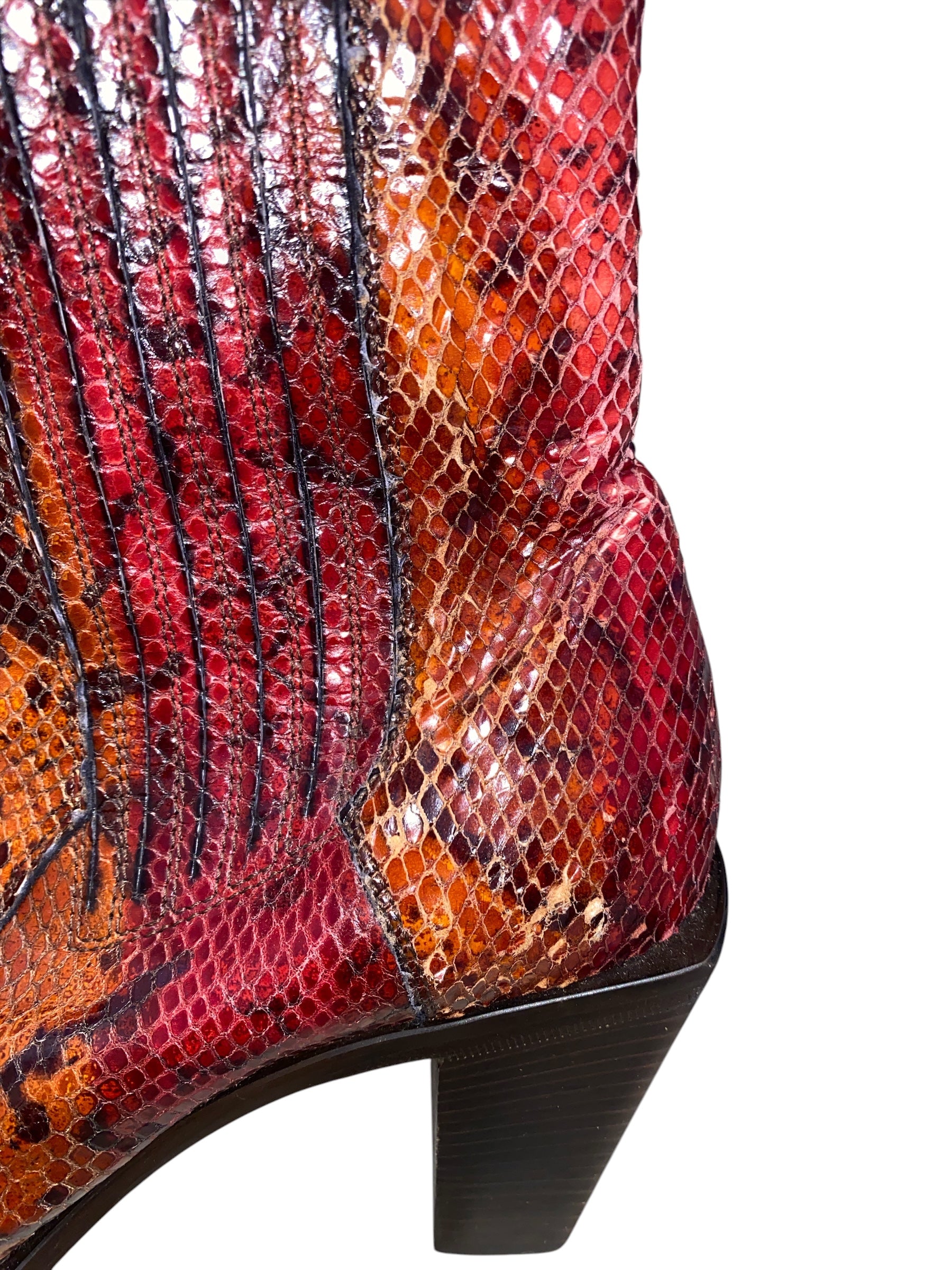 red vero cuolo snakeskin heeled booties, 39
