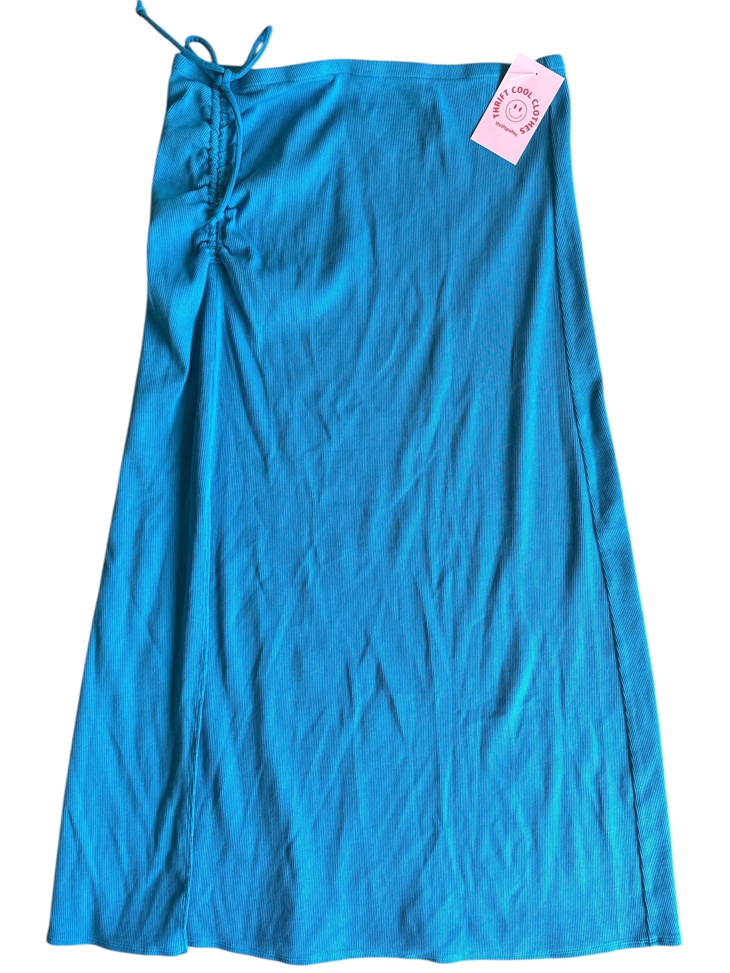 blue aerie ribbed maxi w slit skirt, L