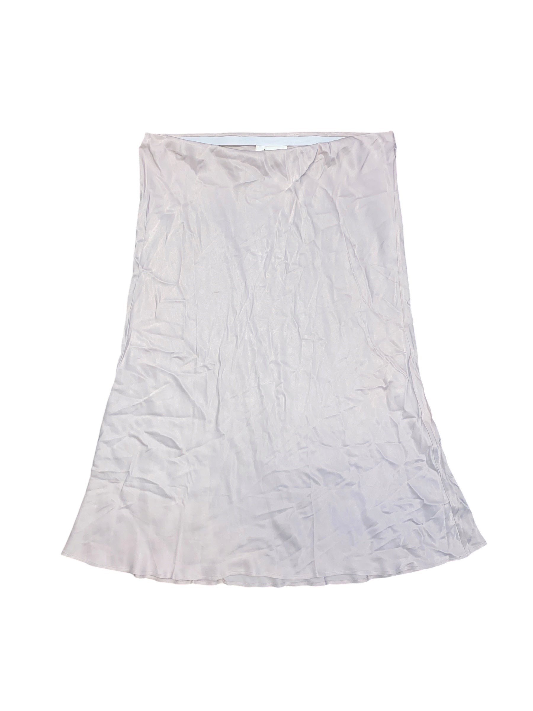 Beige Anthropologie Satin midi skirt, 1X