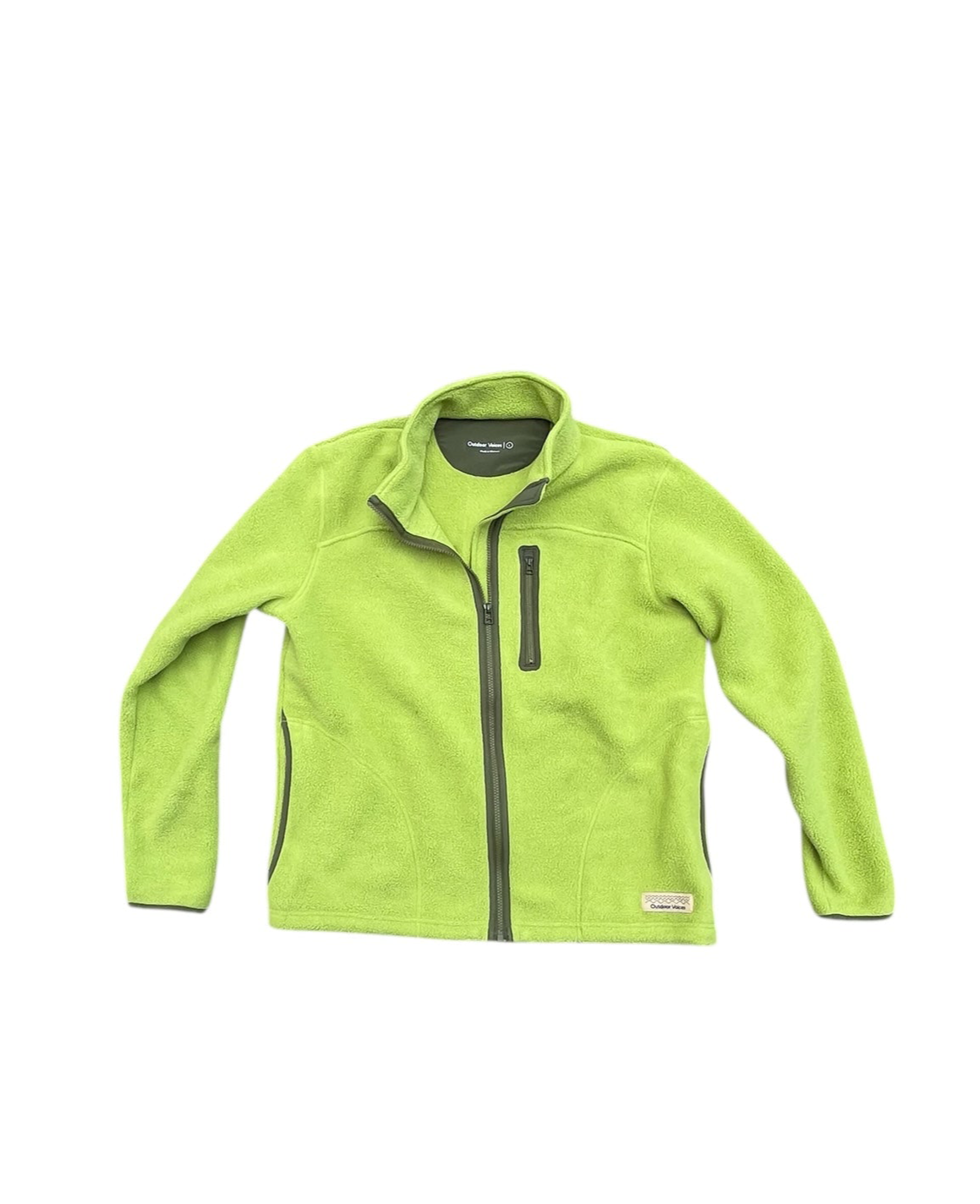 green outdoor voices fleece zip up, L
