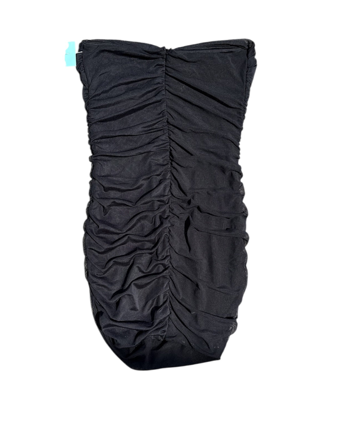 black roma mesh ruch strapless dress, L