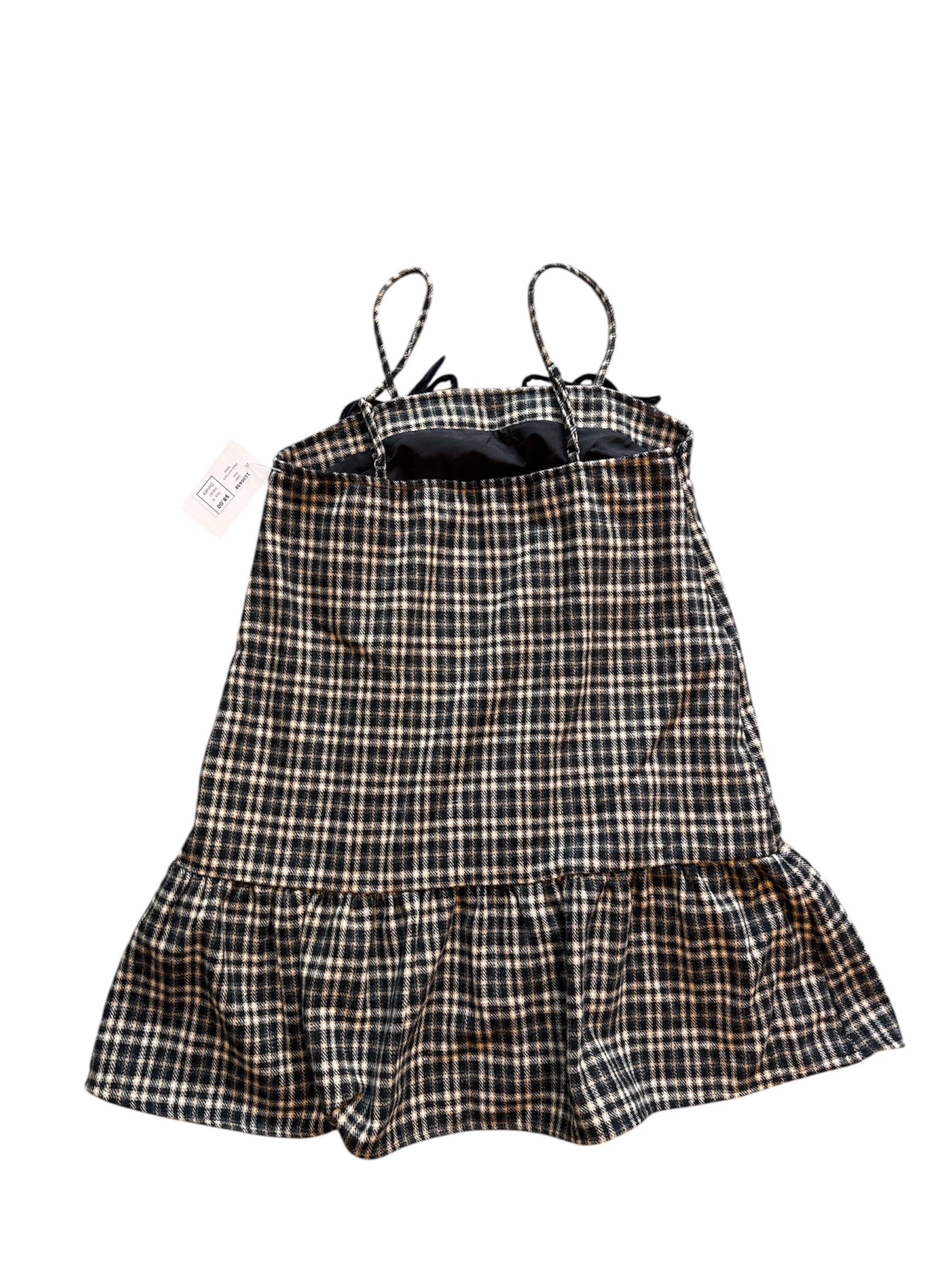 black cider plaid mini tank dress, M