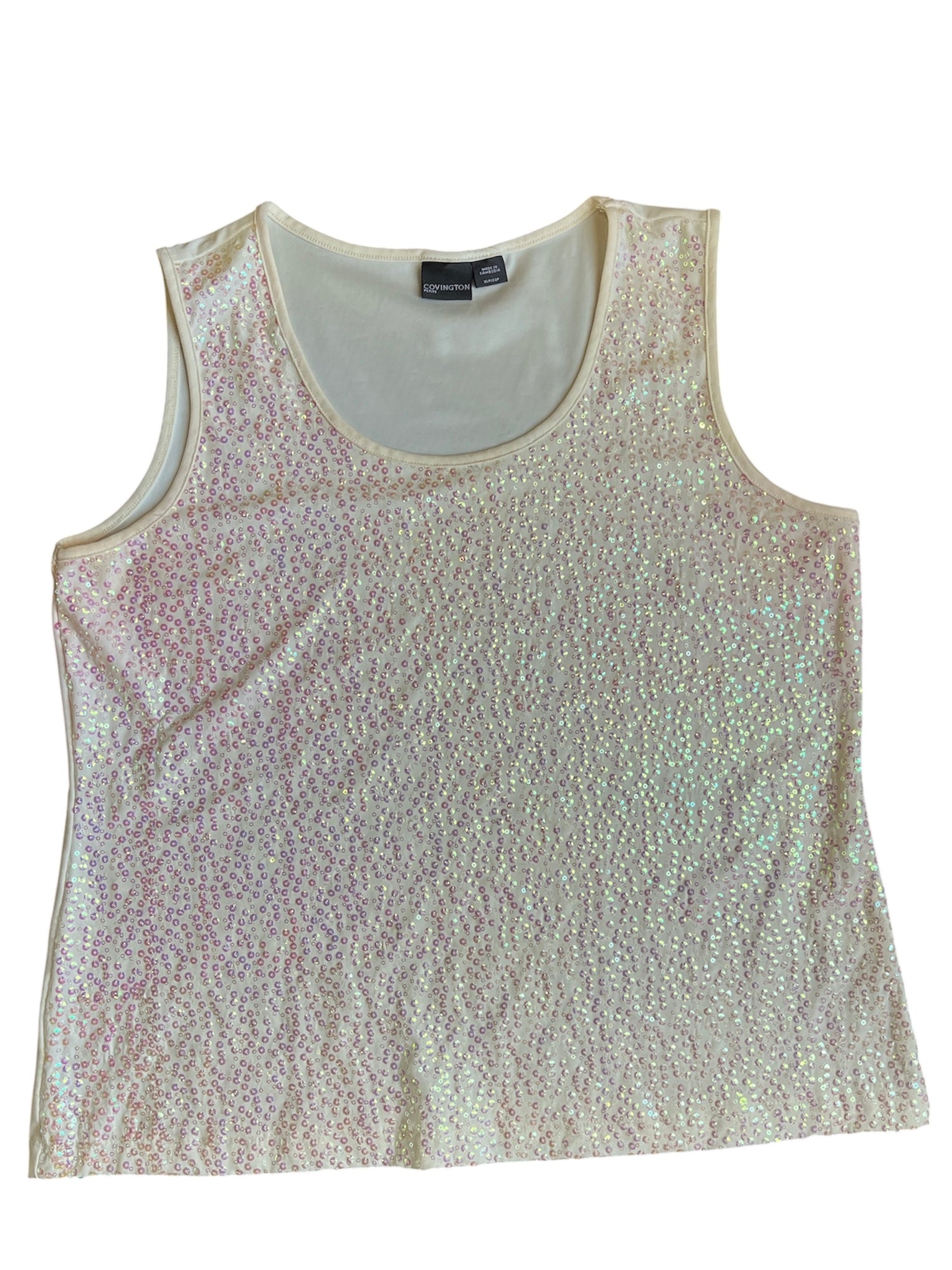 cream covington sequin tank, XL