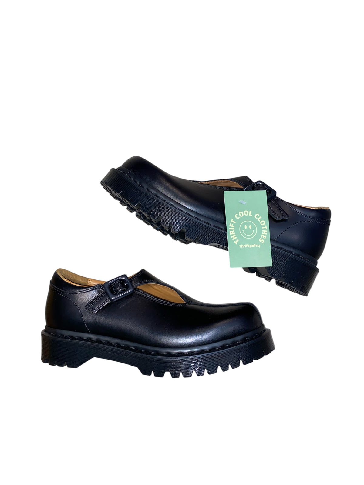 black dr.martens asym chunky strap shoes, 9