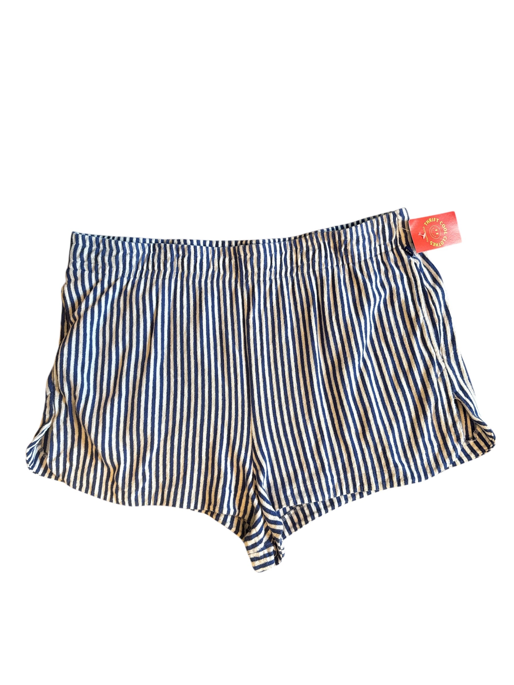 Blue white Free assembly Striped shorts, Xxl